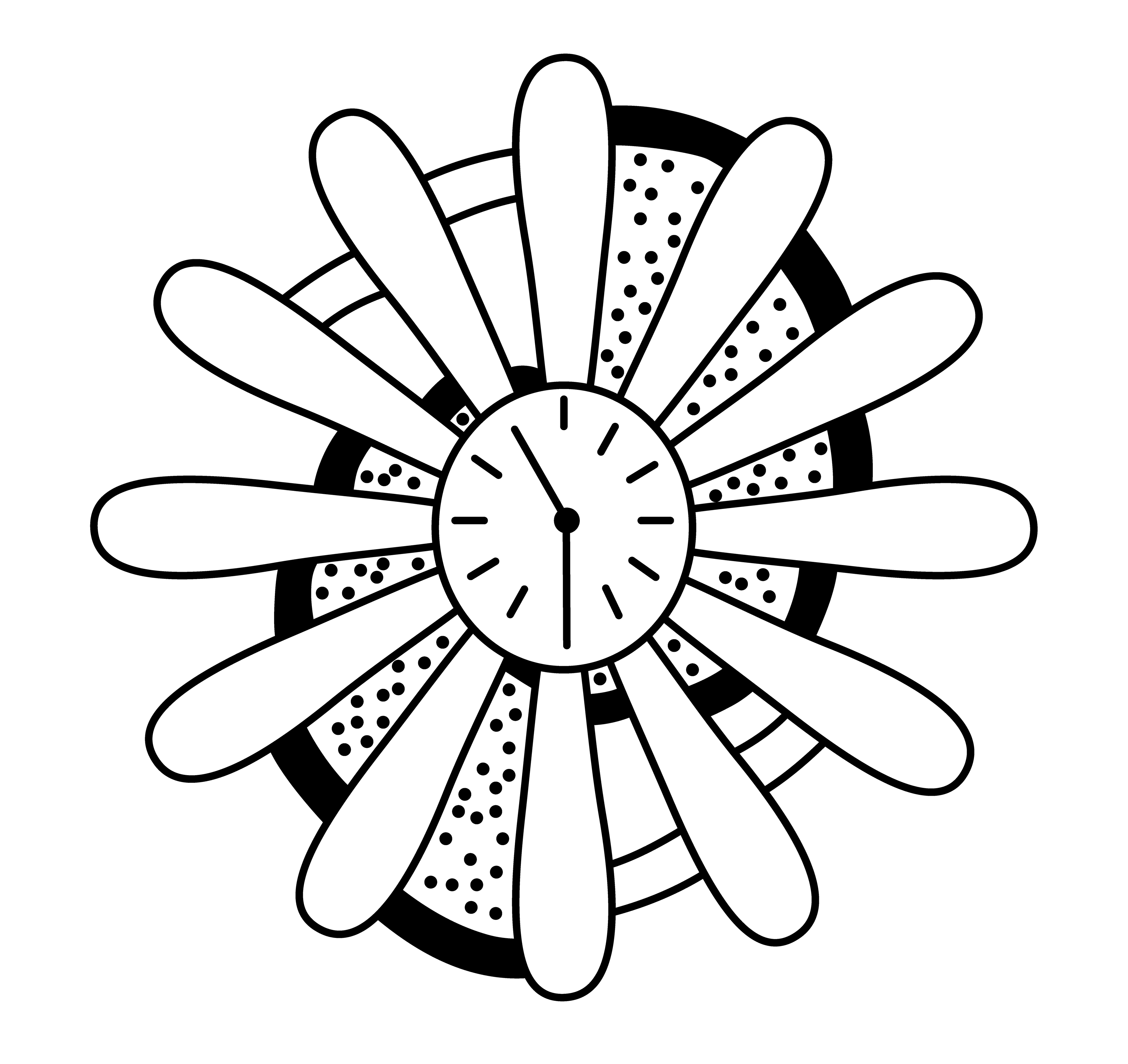 Flower Clock, Vector Drawing 1, 2025
