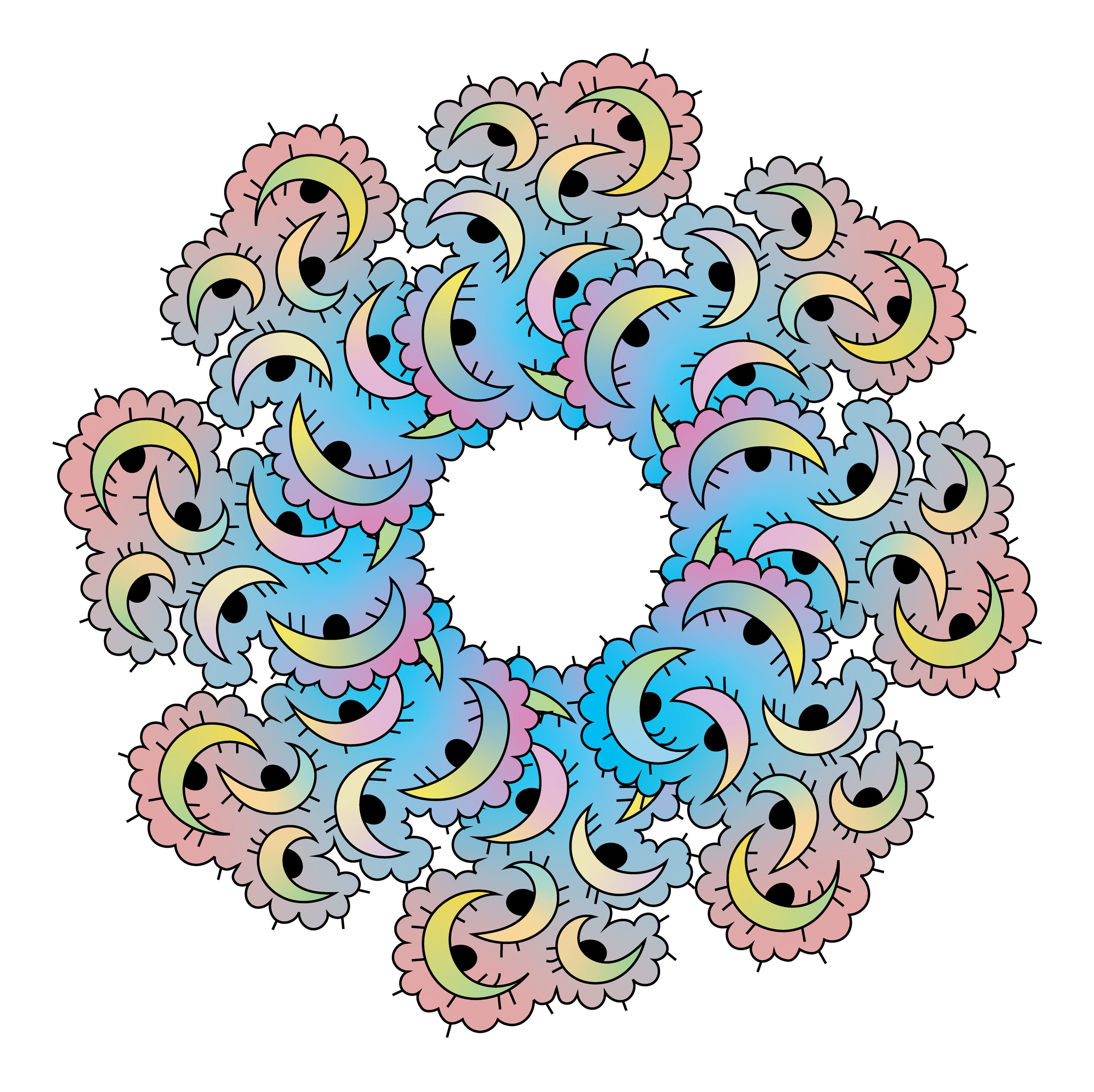 Cloud Moons, Digital Art, Radial 2, 2020