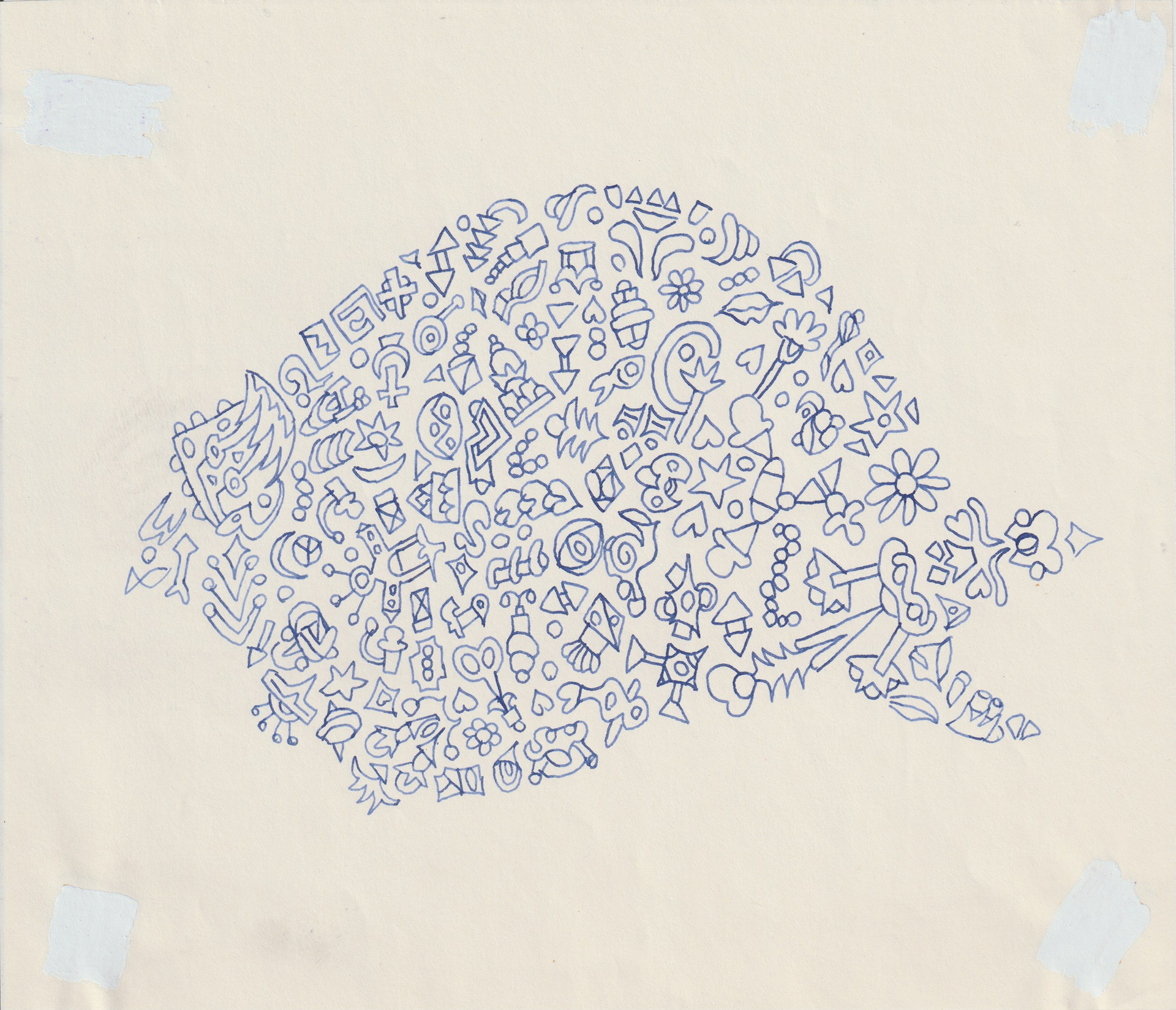 Puffy Fish, Pen and Ink on Scrap Paper, 1977
