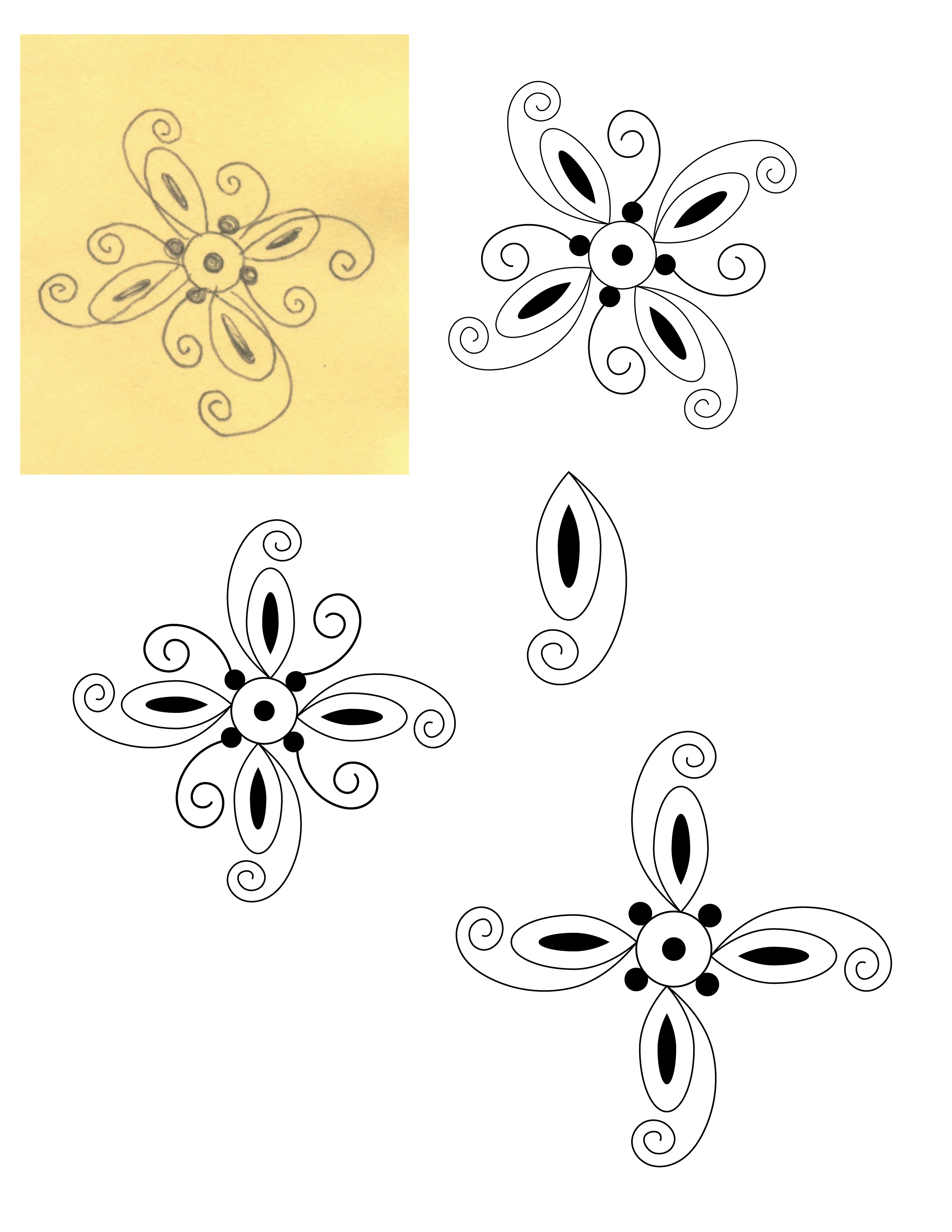 Orange Spiral Flower, Pen and Ink Drawing, 2003 with Illustrator Artboard, 2022