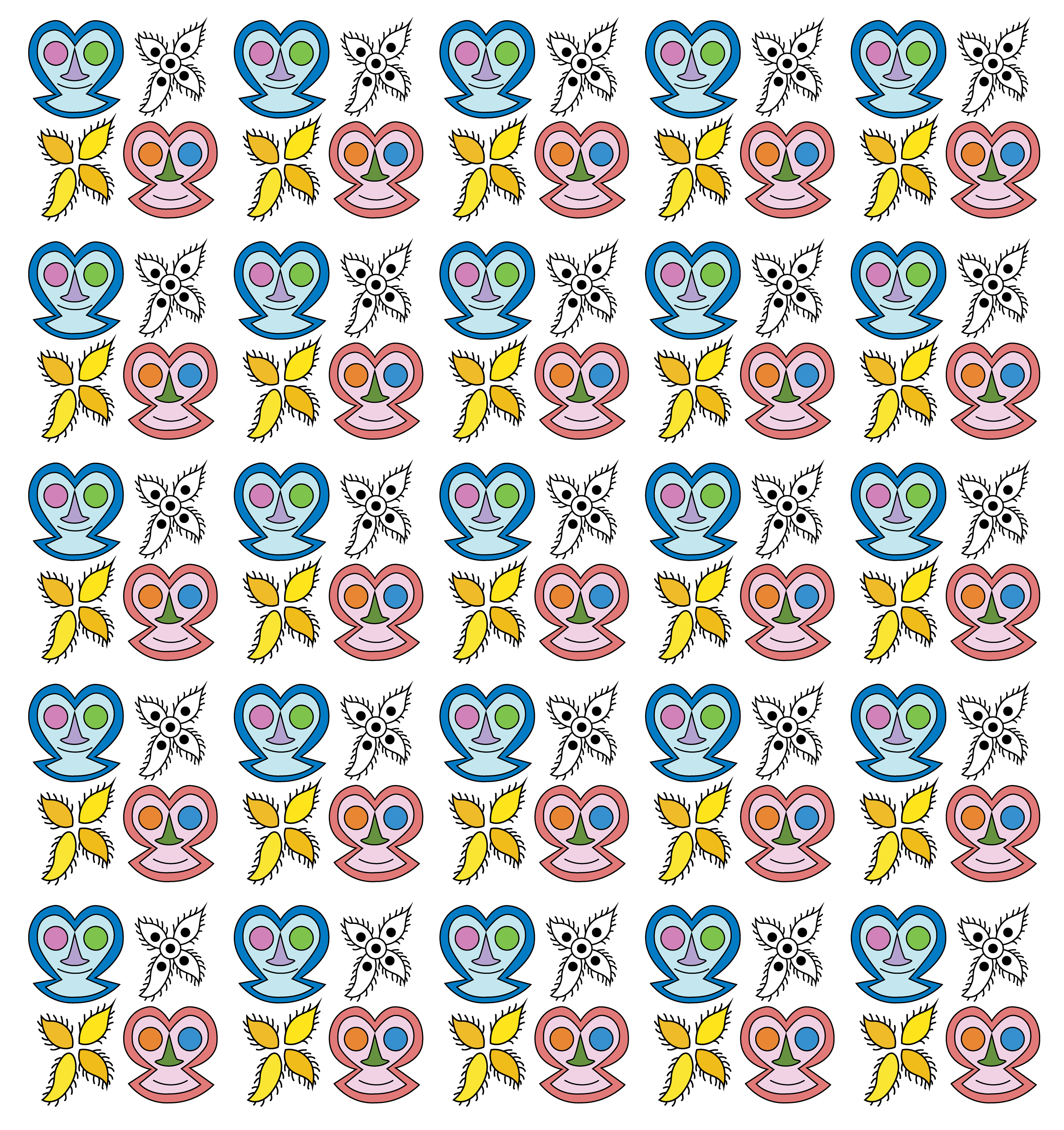 Face Flower, Digital Art, Pattern 1, 2020