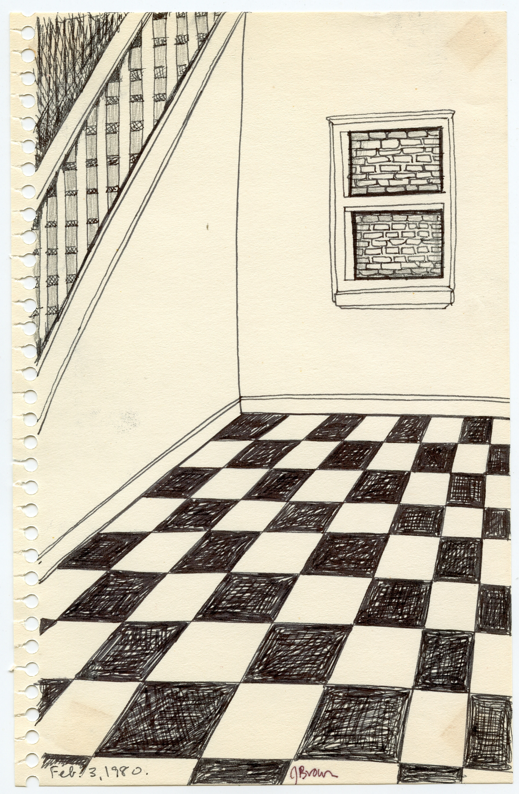 Brick Window, Pen and Pencil, 1980