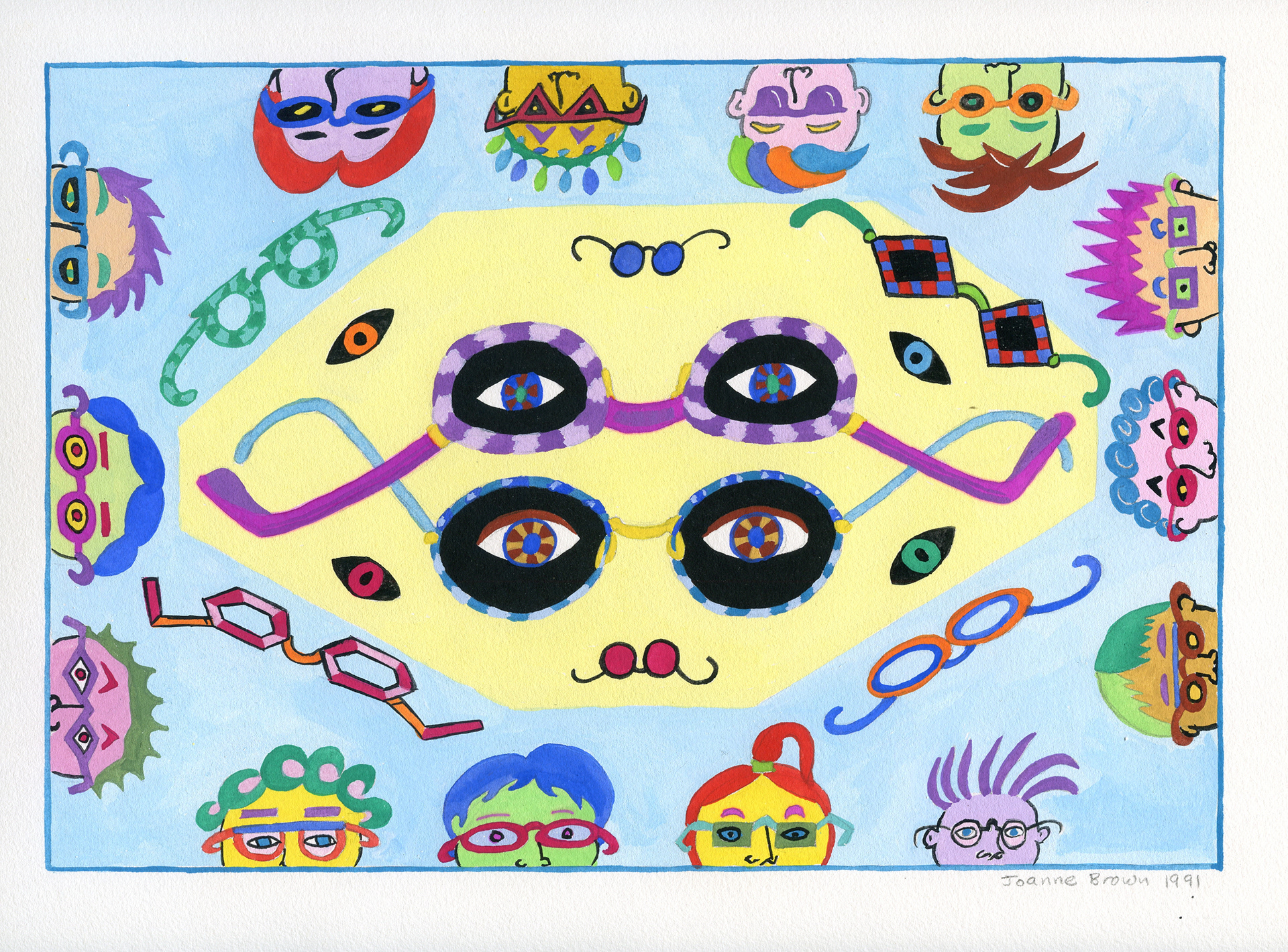 Four Eyes, Watercolor on Paper, 10" x 7", 1992