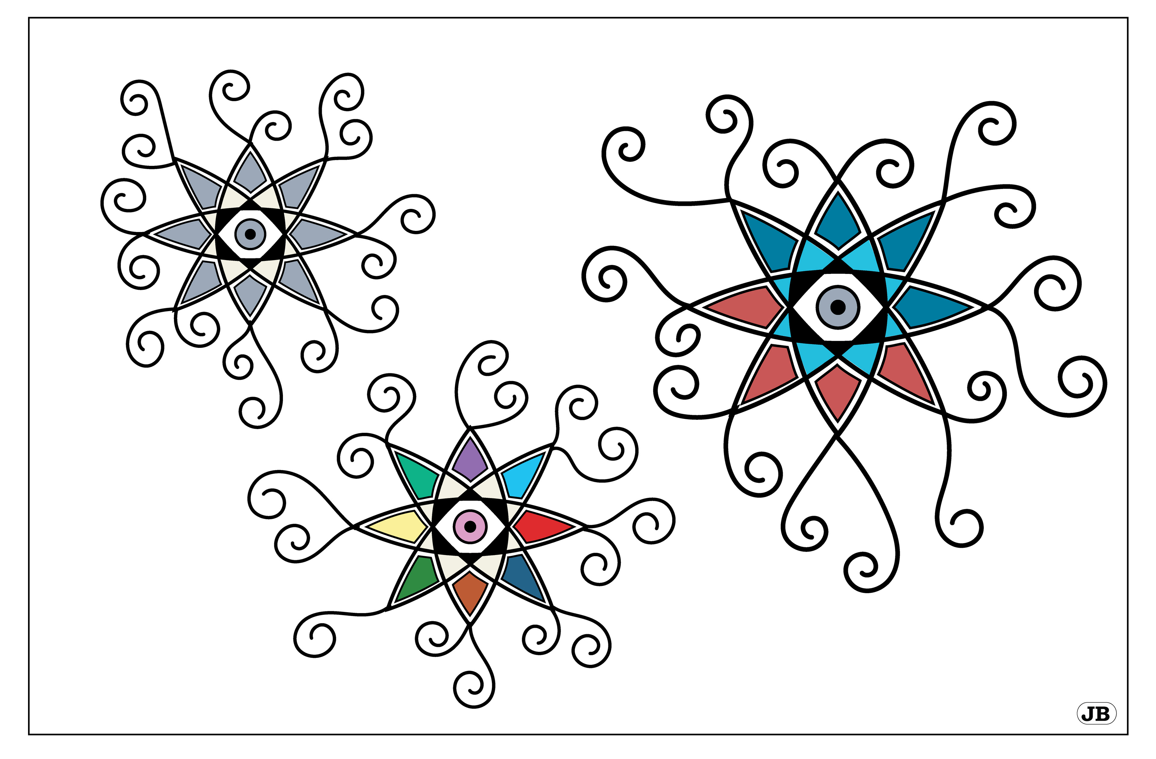 Flower Eyeballs, Digital Art, color version, 2022