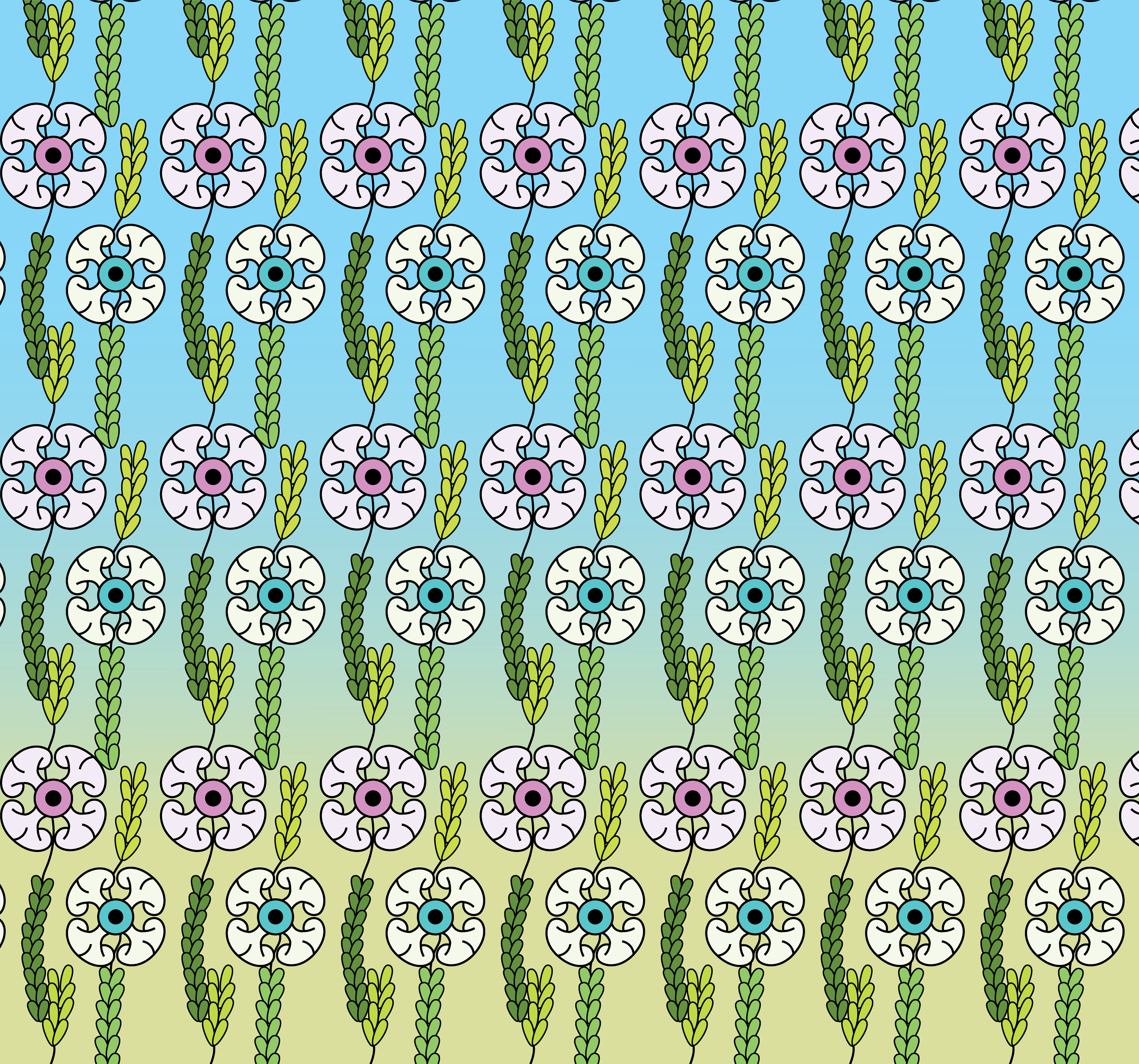 Night Animal Flowers, Digital Art, Pattern 7, 2025