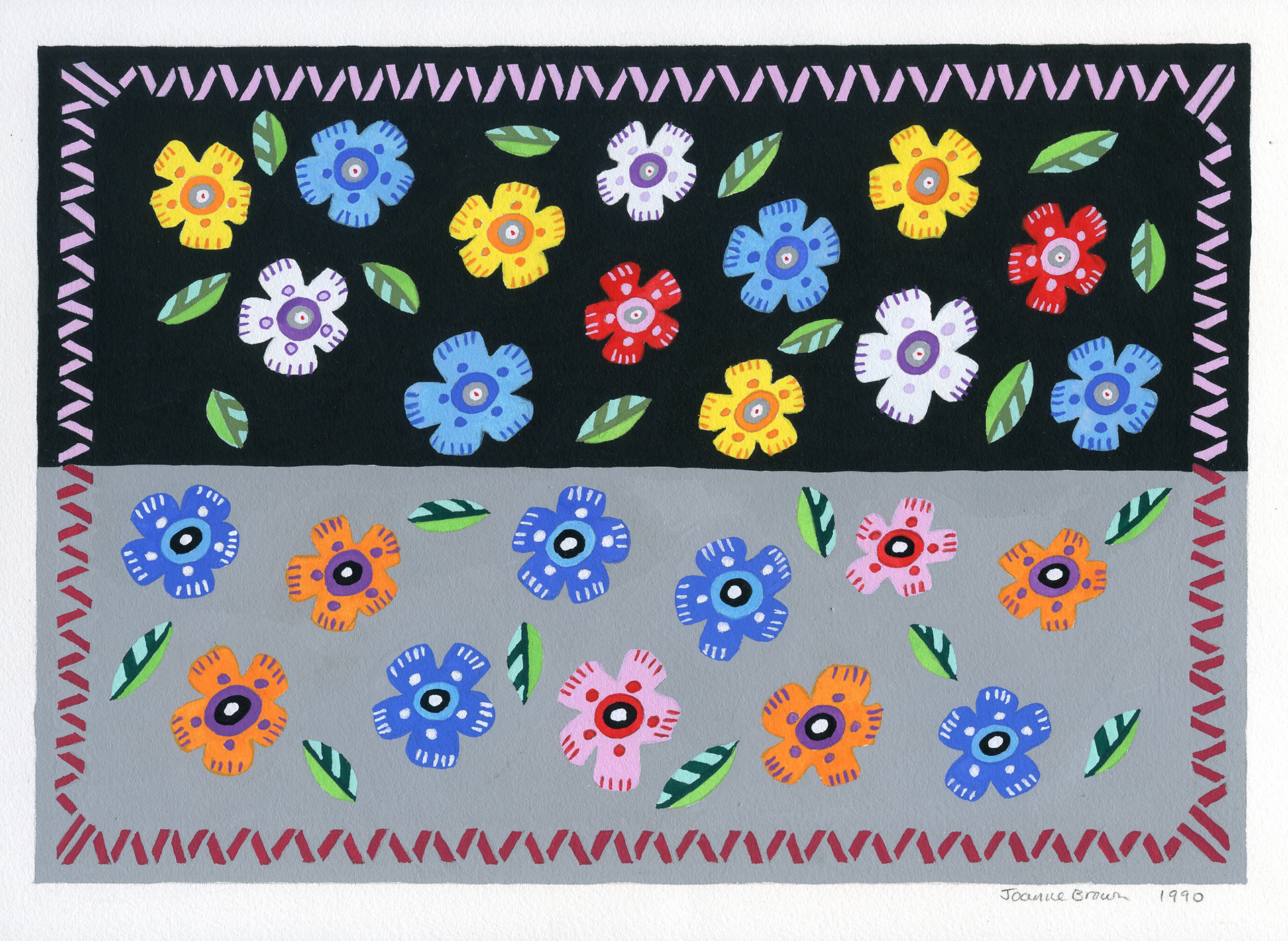 Flower Night, original watercolor painting, 1990