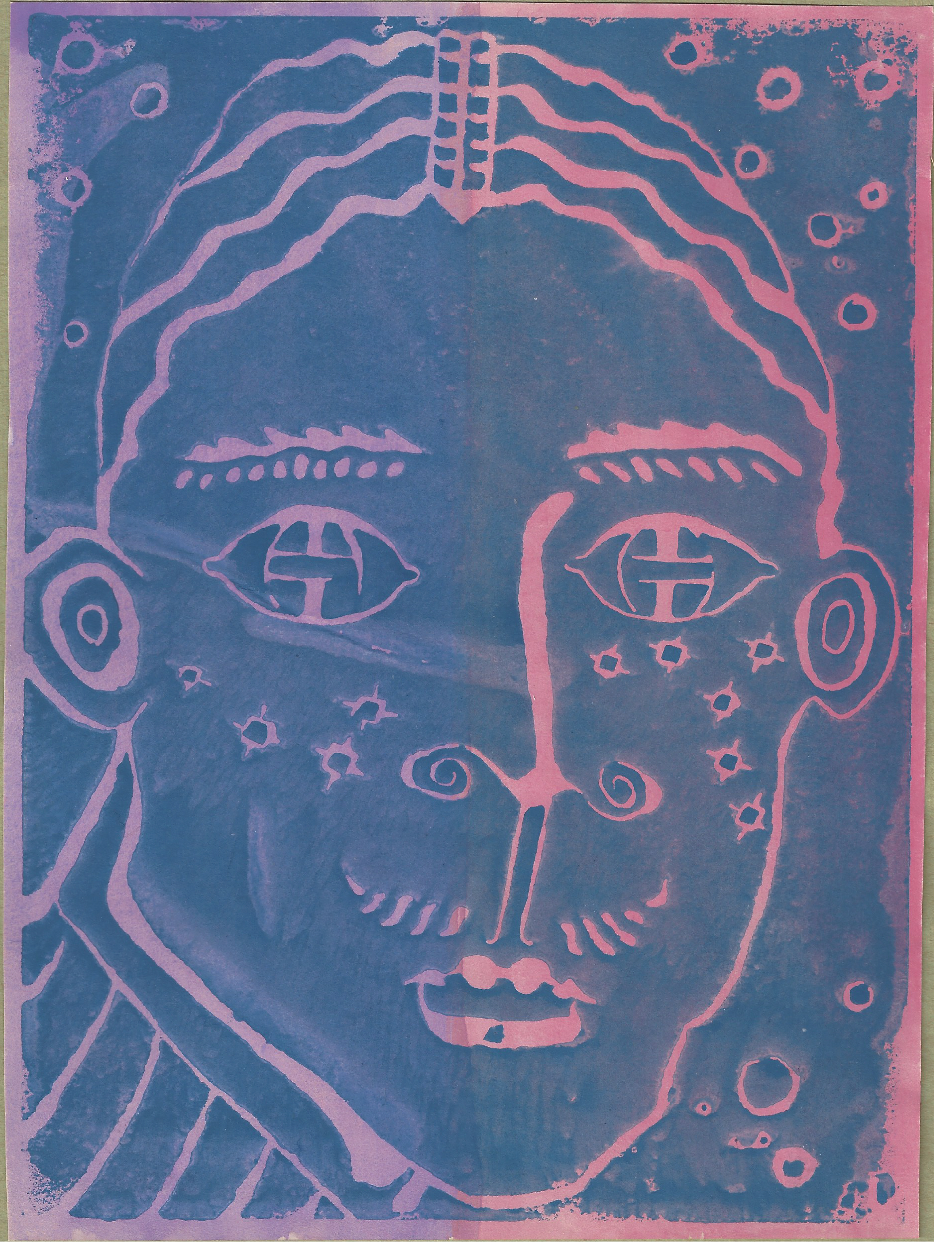 Androgynous Face, Linoleum Print, 1979