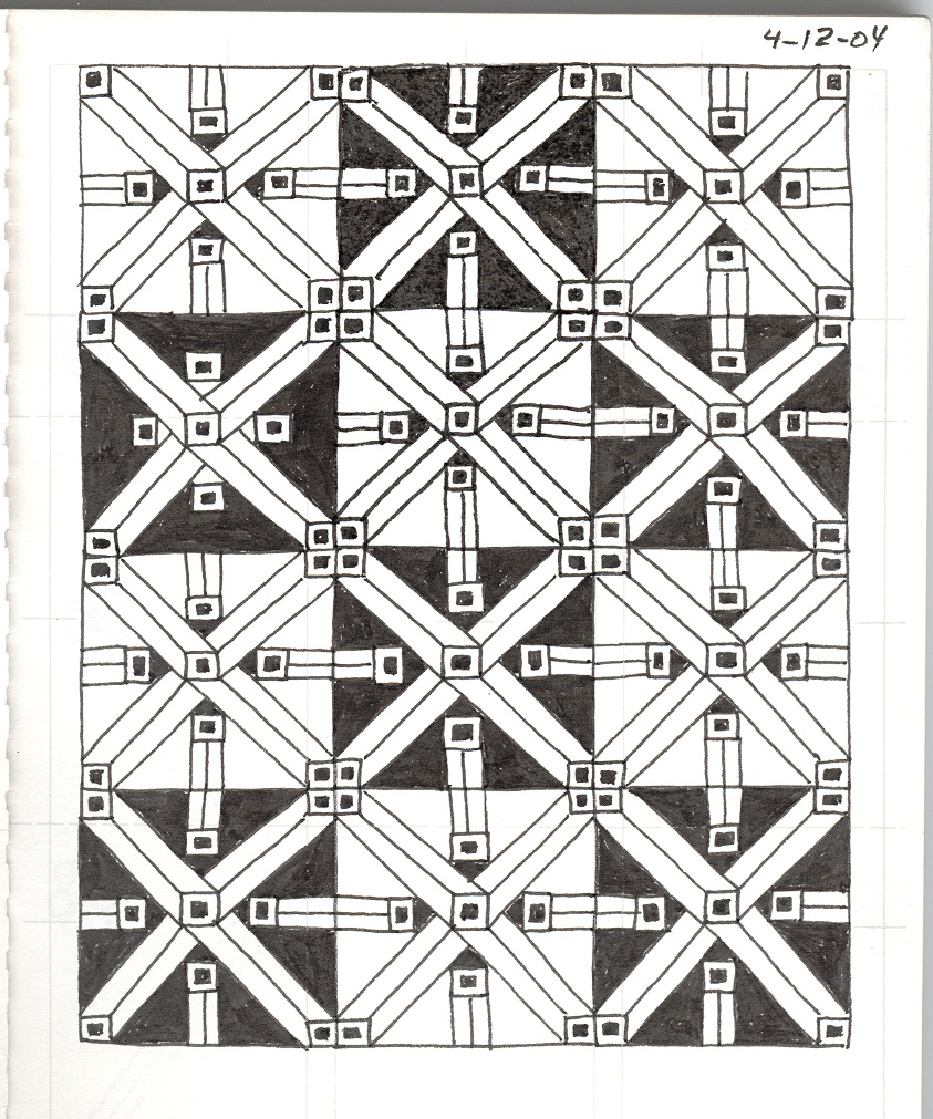 Angle Beams, Pen and Ink on Paper, 2004