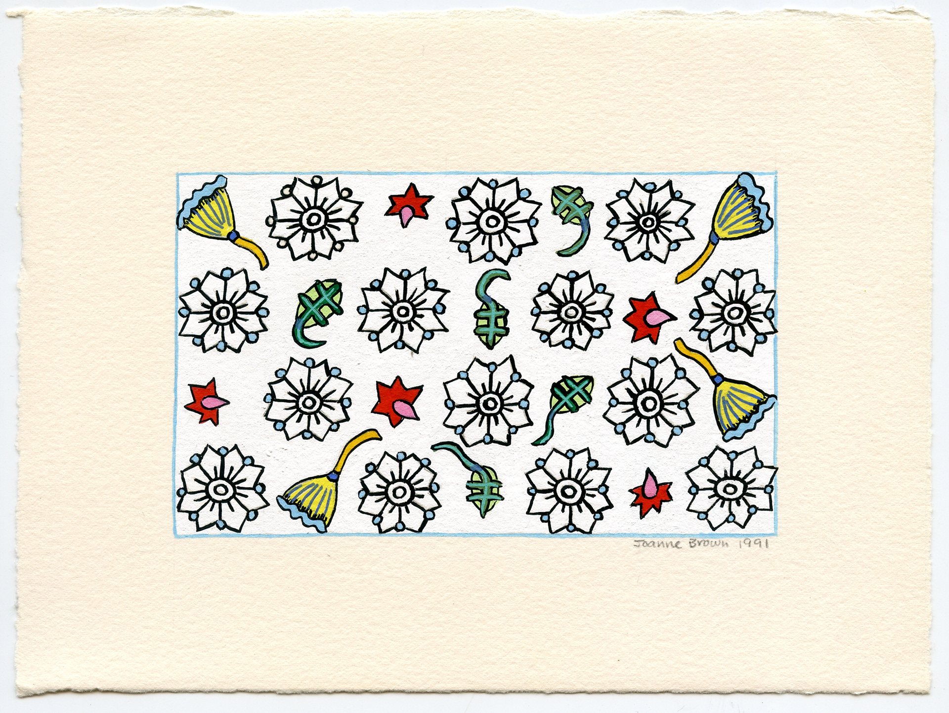 White Flowers, Watercolor on Paper, 5" x 3", 1991
