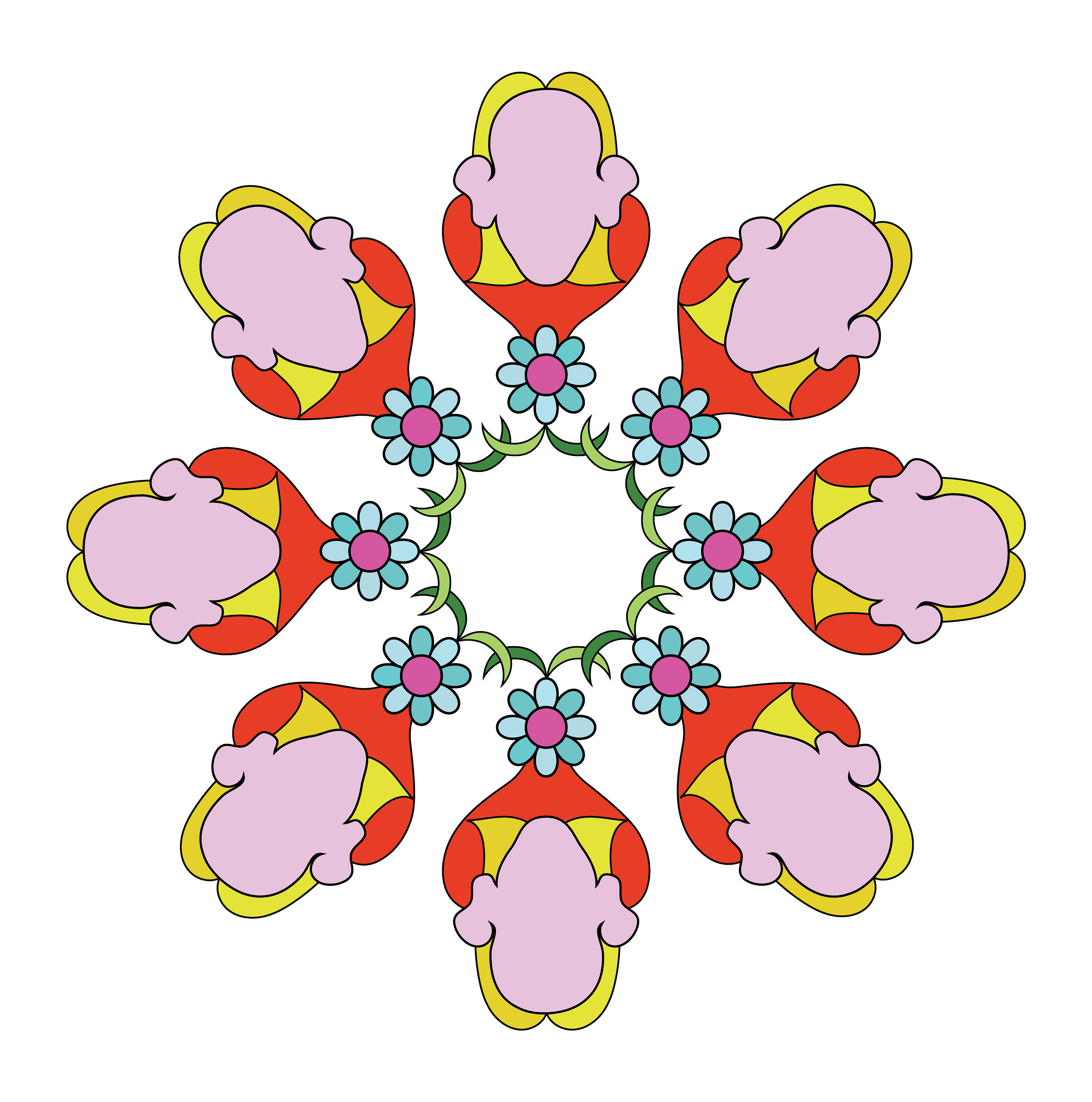 Flower Pendant, Digital Art, Radial 1, 2025