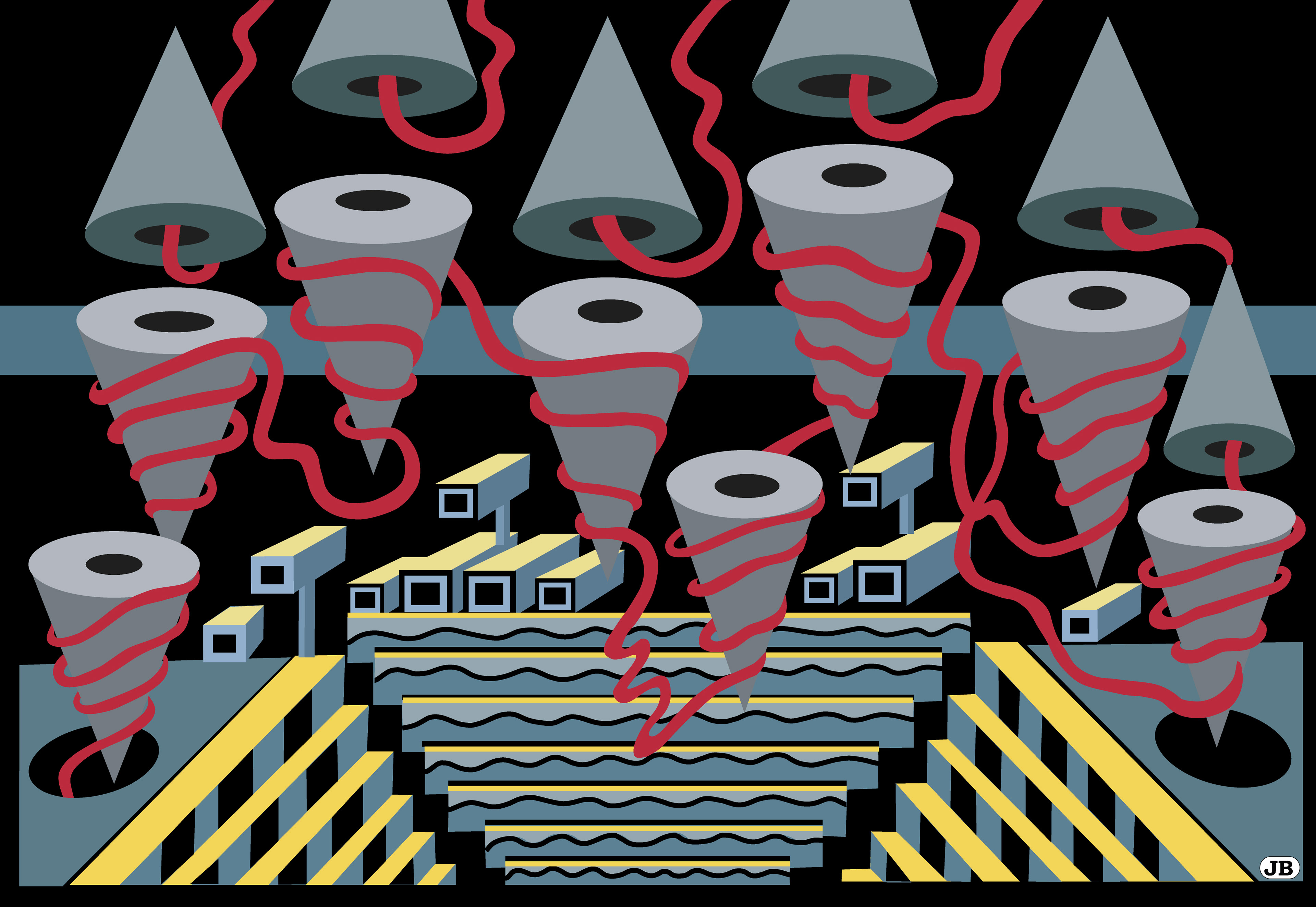 Spinning Cones - digital art, 2021