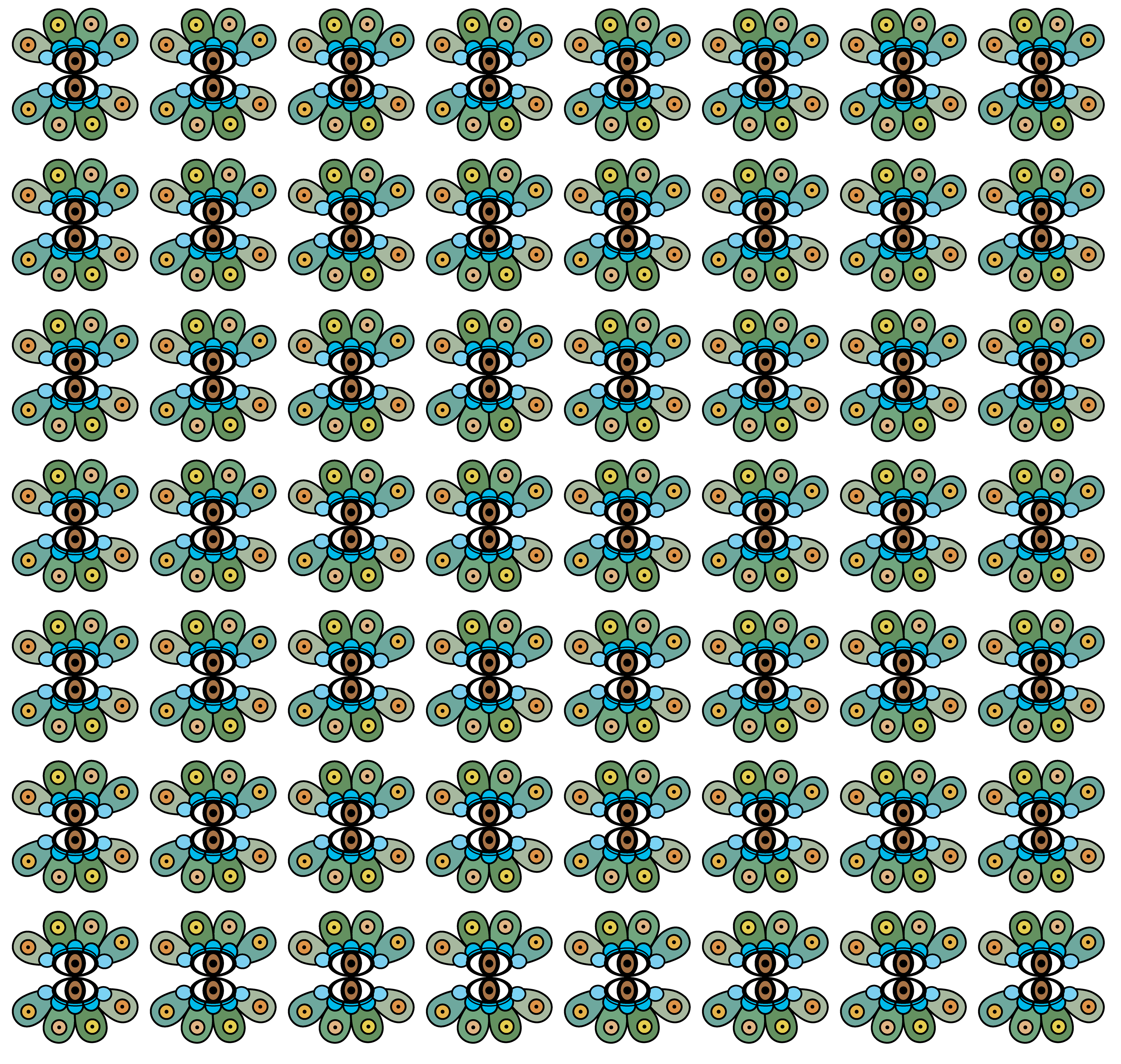 Flower Eye Flip, Digital Art Pattern 2, 2025
