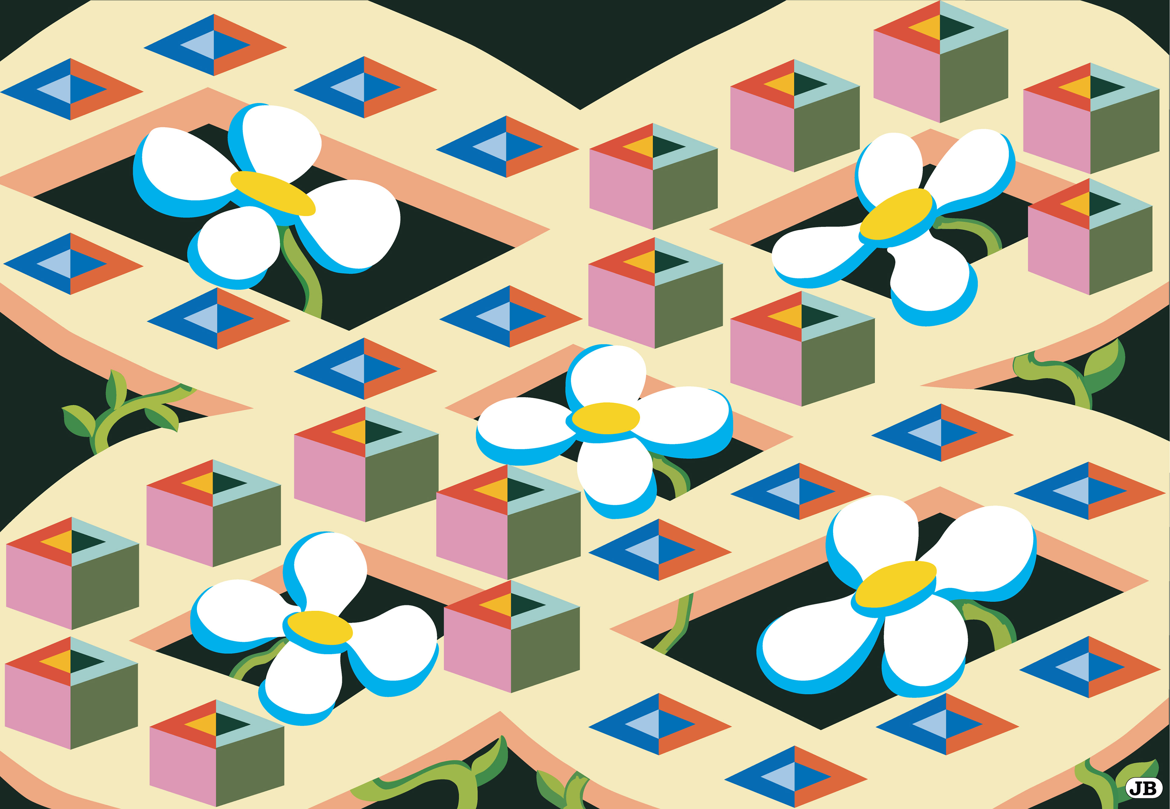 Flower Plaza, Digital Art, 2021