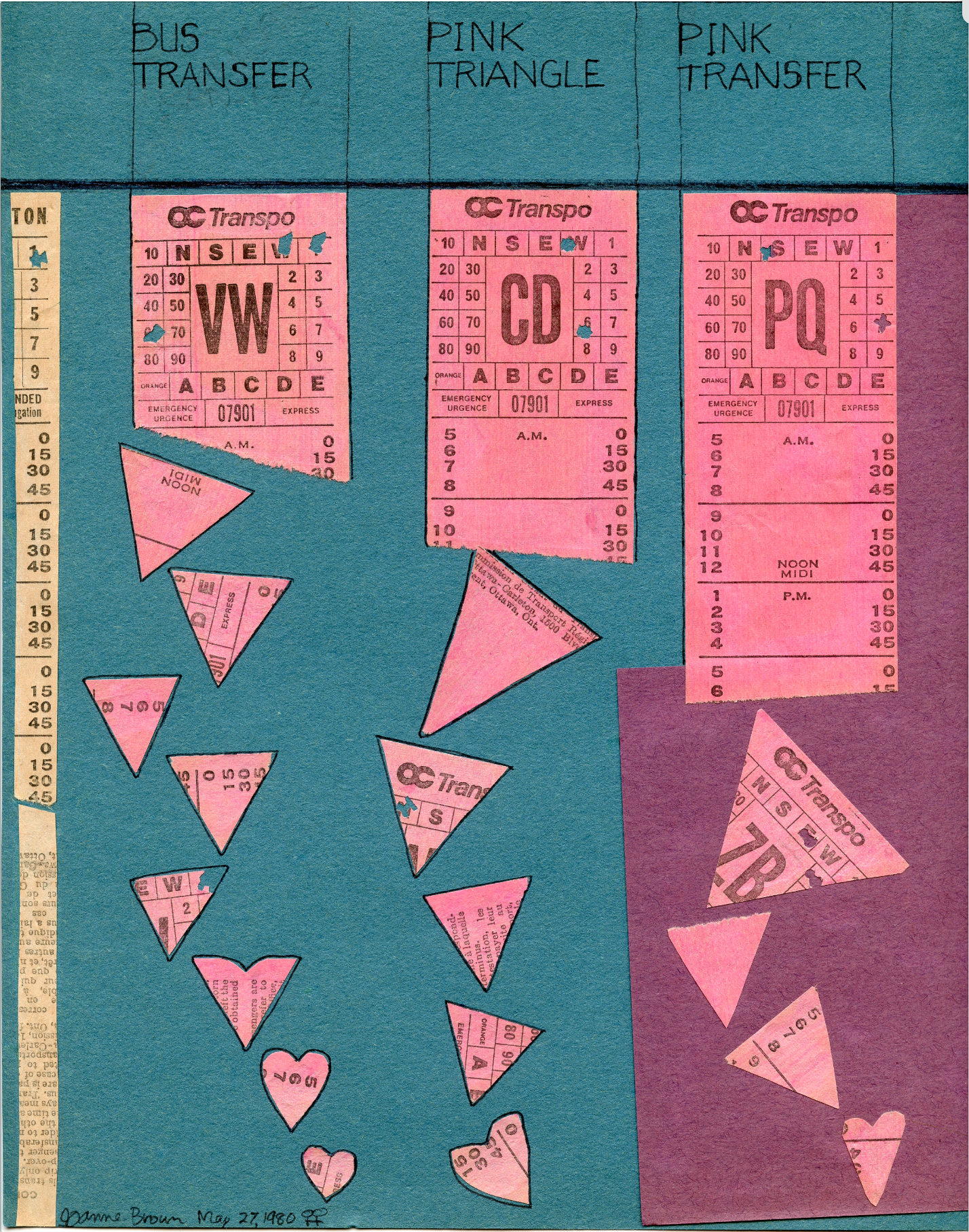 Pink Triangle Transfer, Collage, 1980