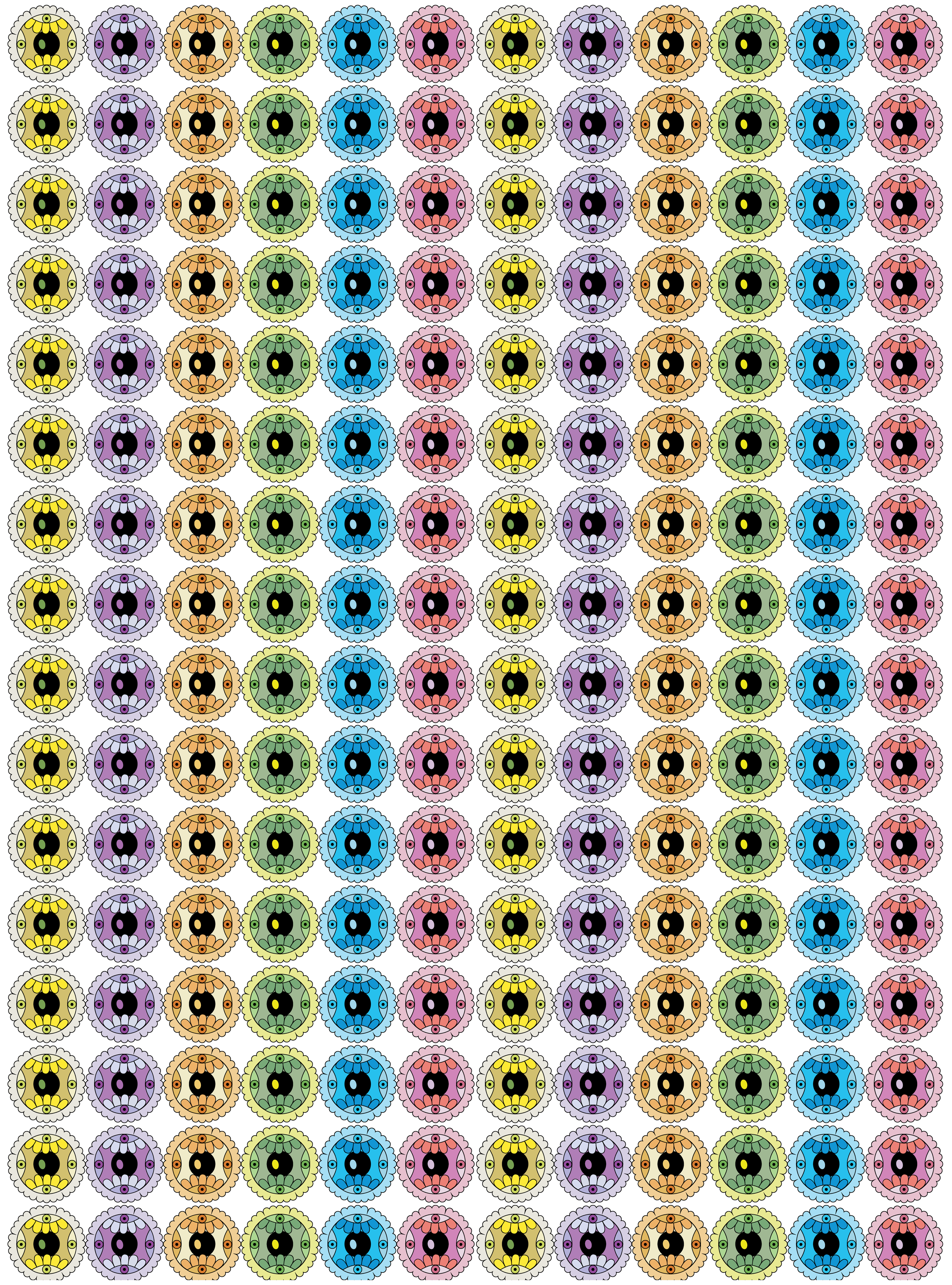 Glass Eye Flower, Digital Art, Pattern 1, 2025