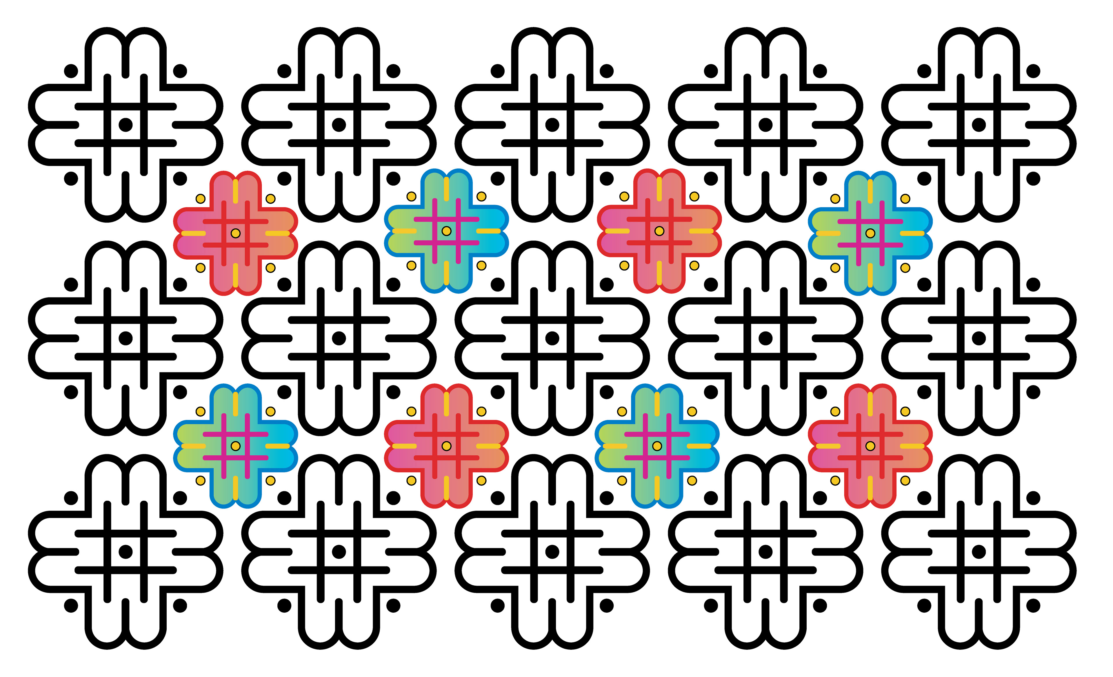 2025 - Tic Tac Toe Flower Pattern, Version 2, Digital Art