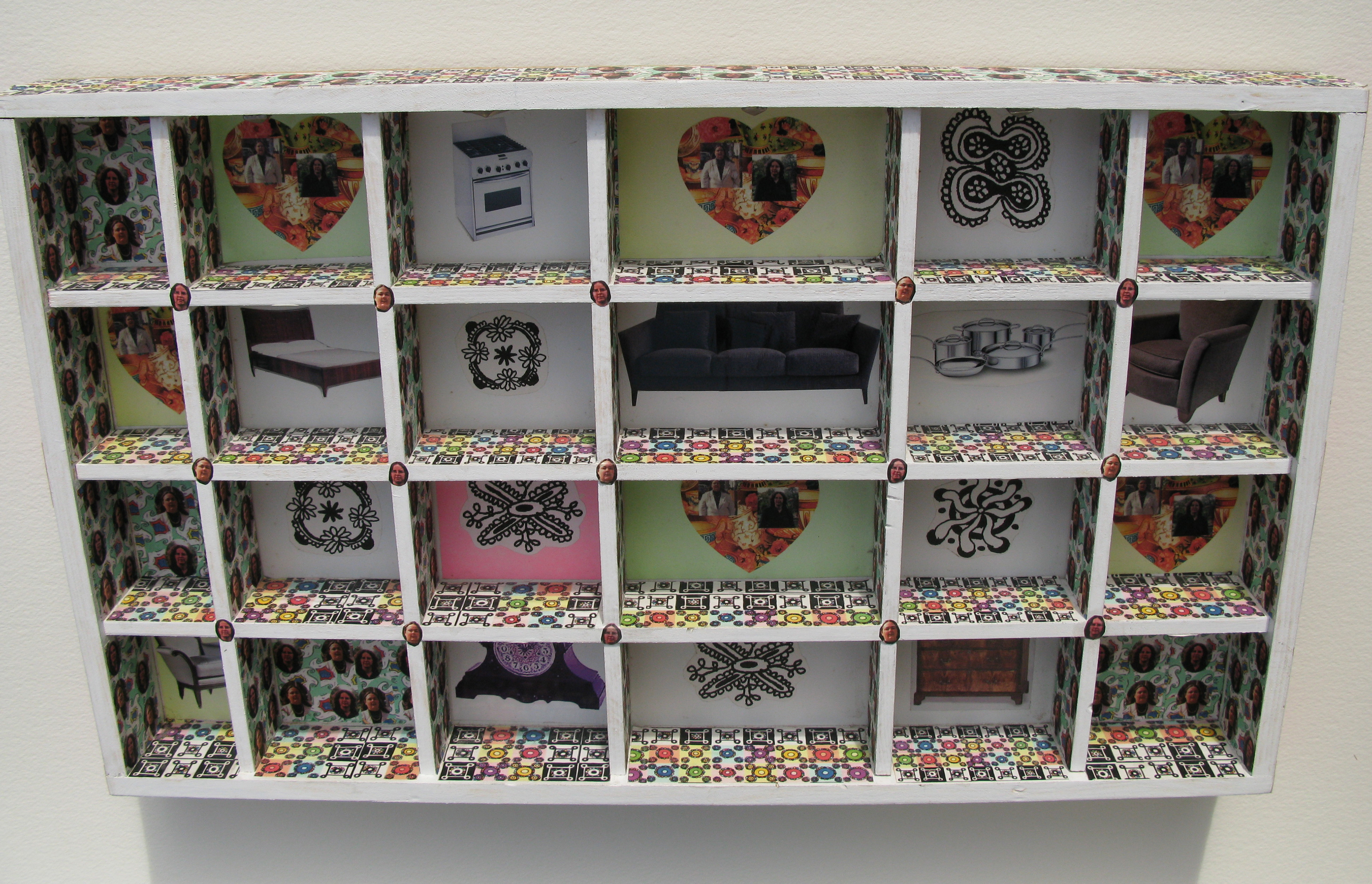 Domestic Partner Shadowbox, inkjet printed paper cutouts glued onto painted shadowbox, 2000