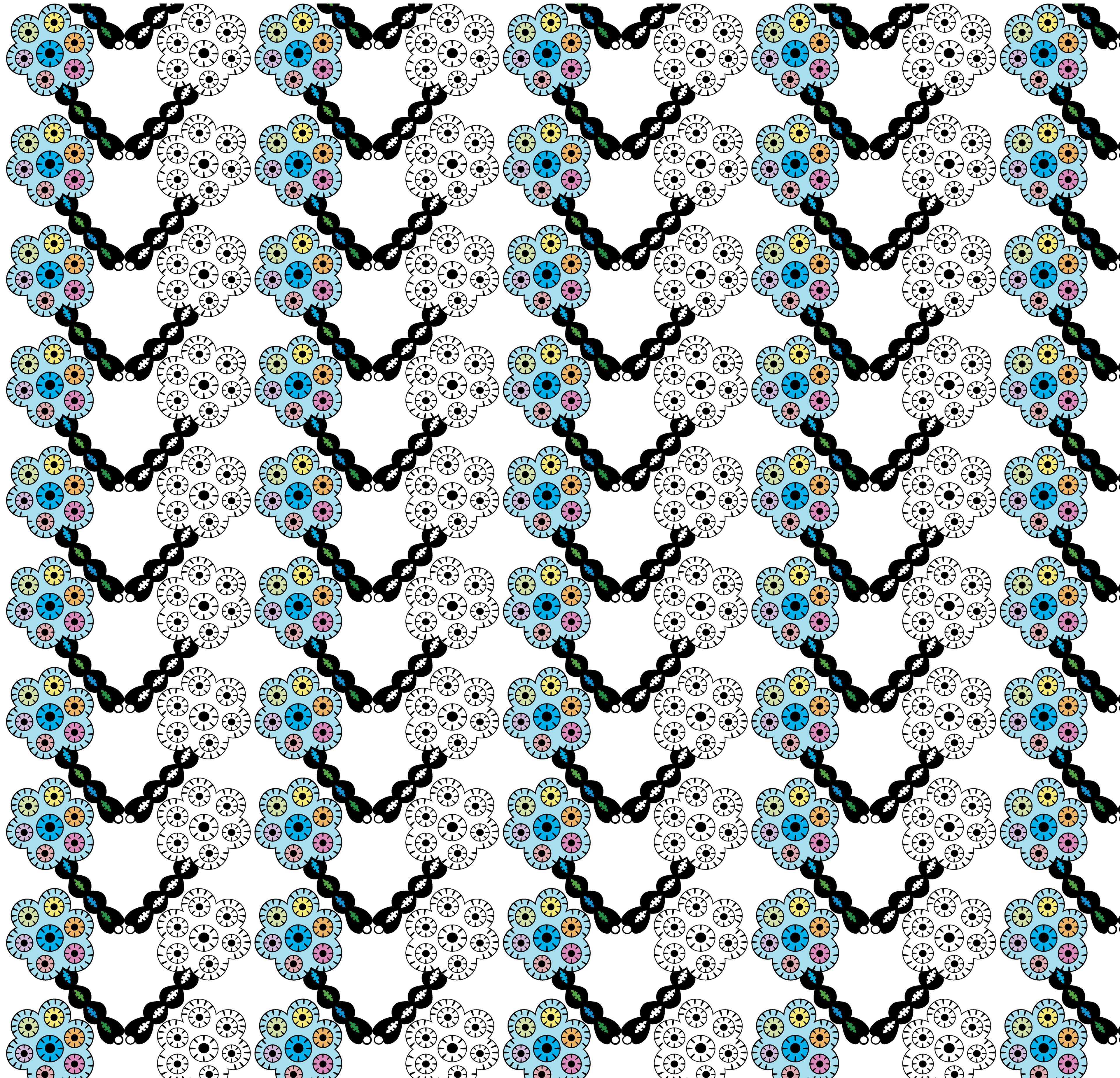 Interlocking Disk Daisies, Digital Art, Pattern 4, 2025