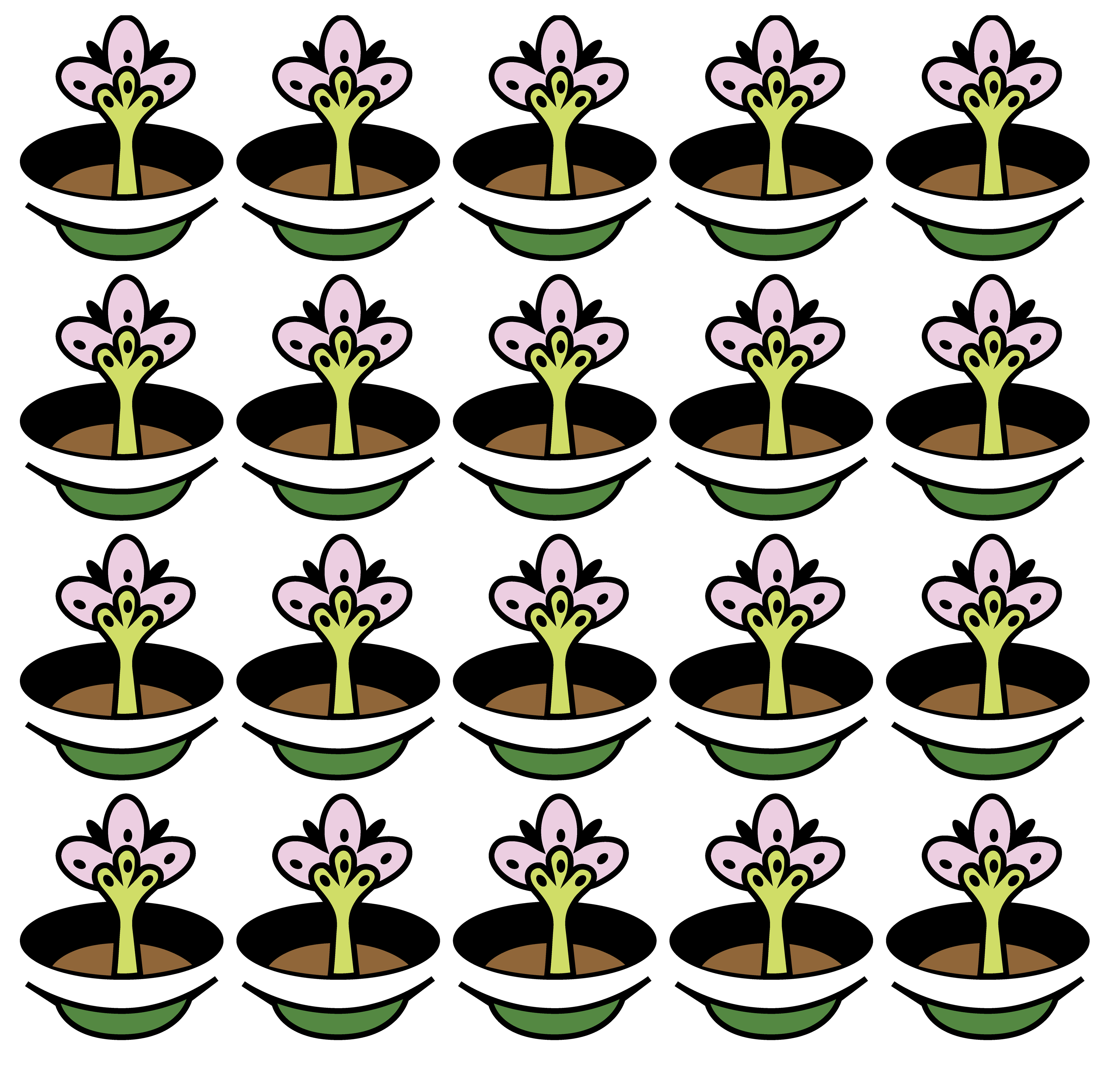 Flower Pots, Digital Art, Pattern 2, 2023