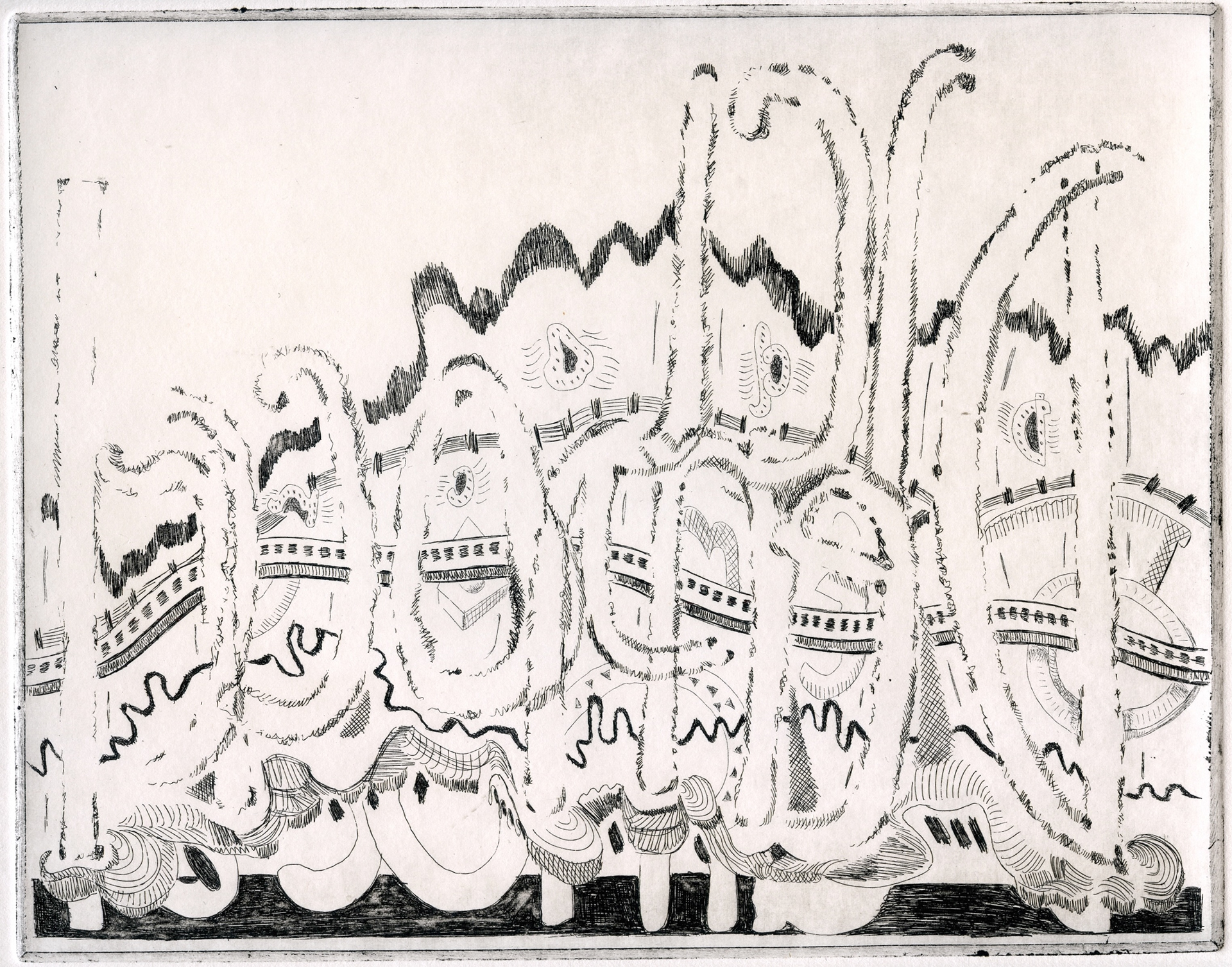 Illegible Graffiti, Etching, black, 1986