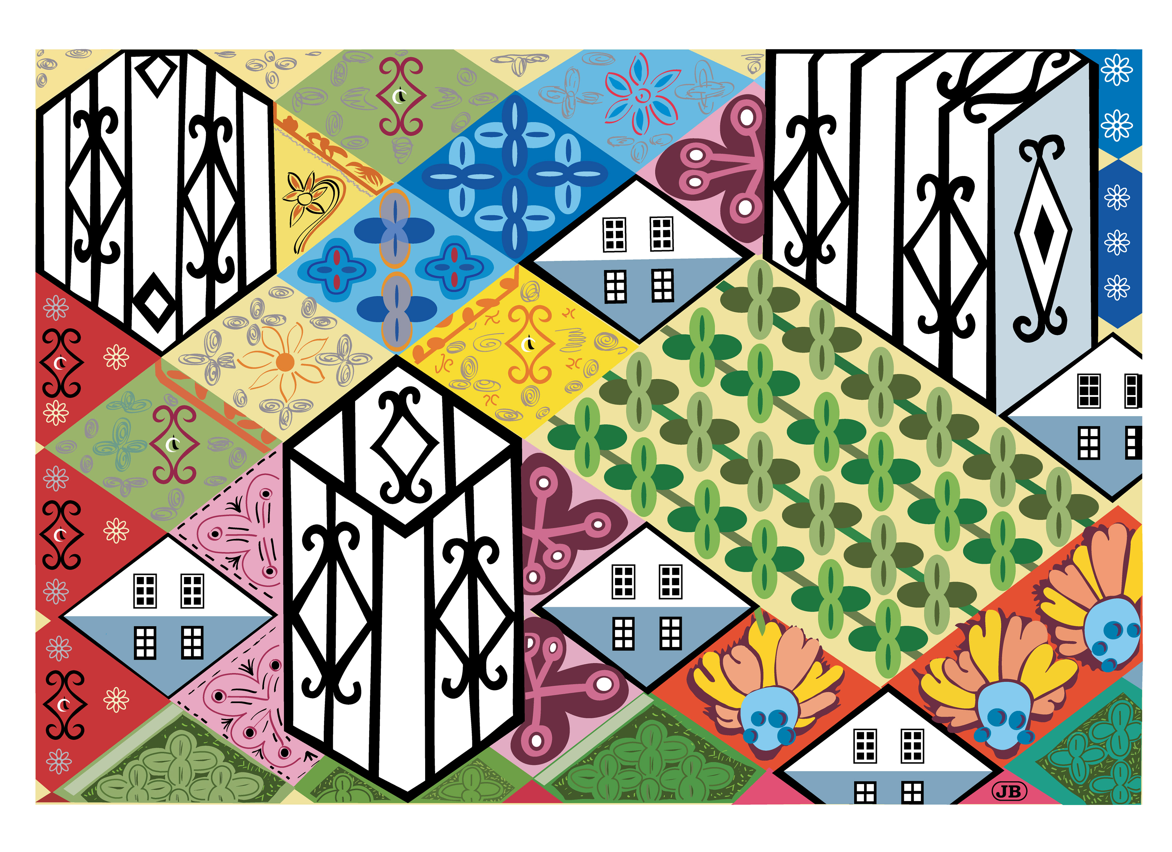 Quilted Iron Railings, Digital Art, 2021