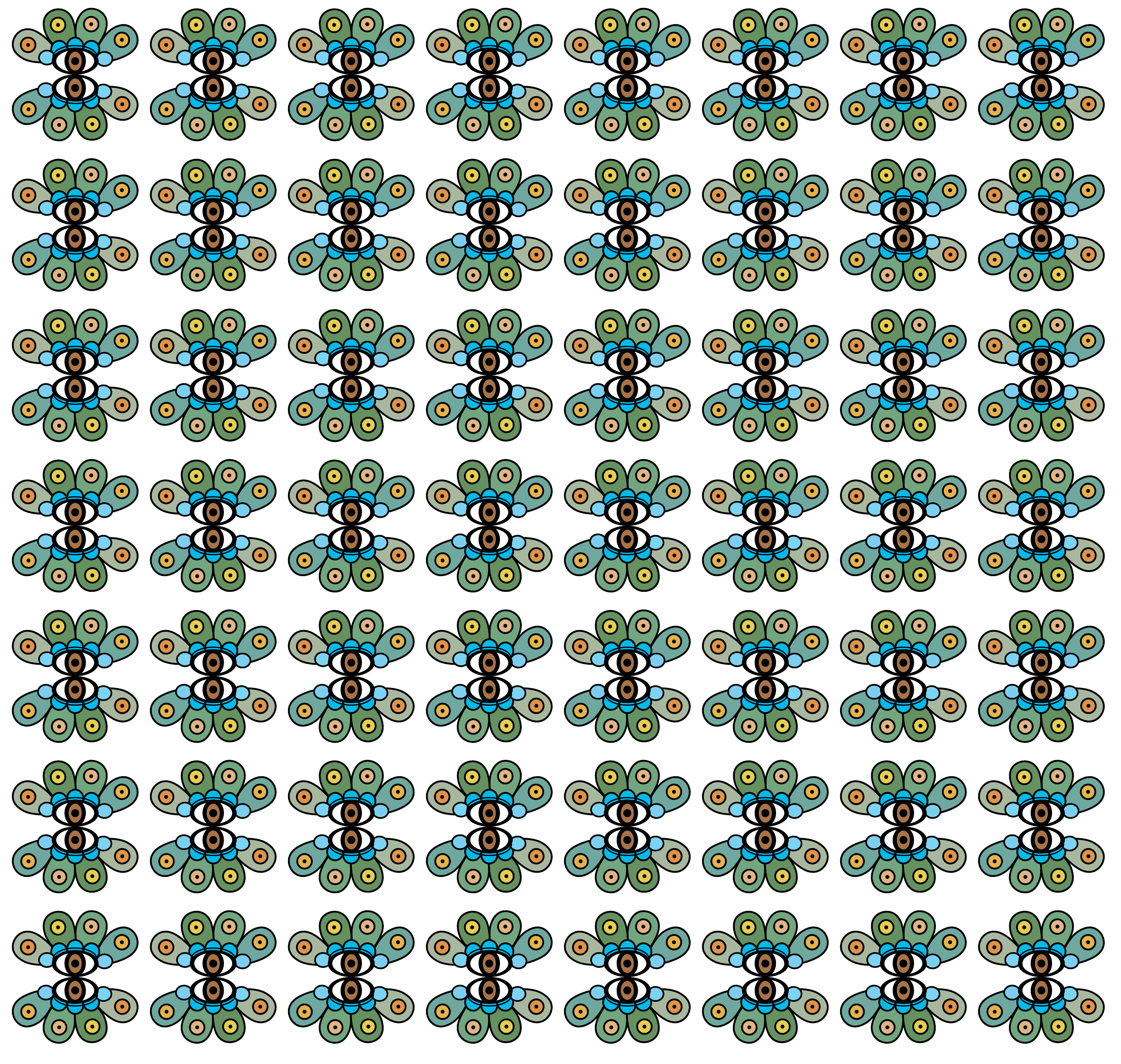 Flower Eye Flip, Digital Art, Pattern 2, 2025