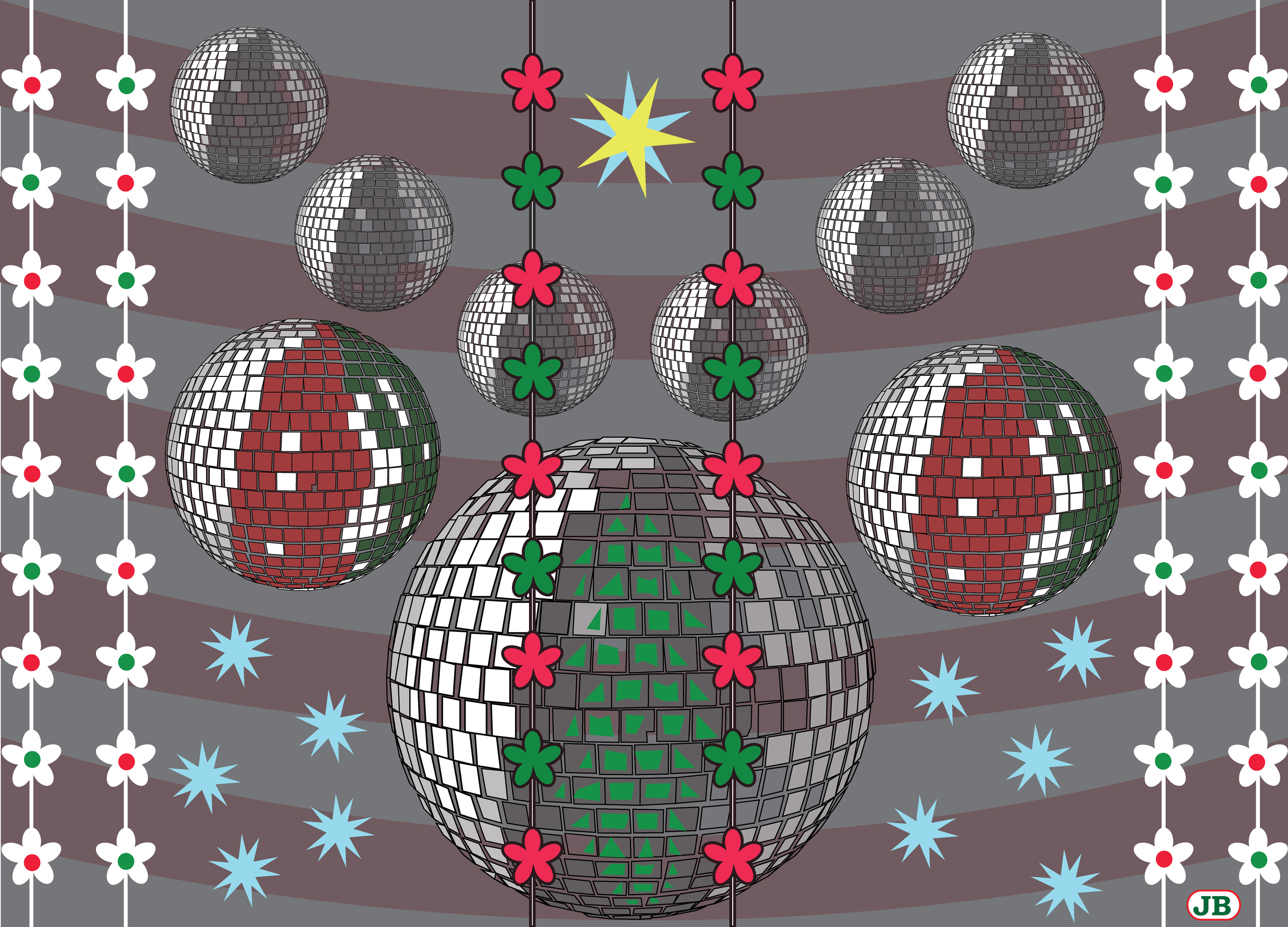 Christmas Mirror Balls, digital art, 2016