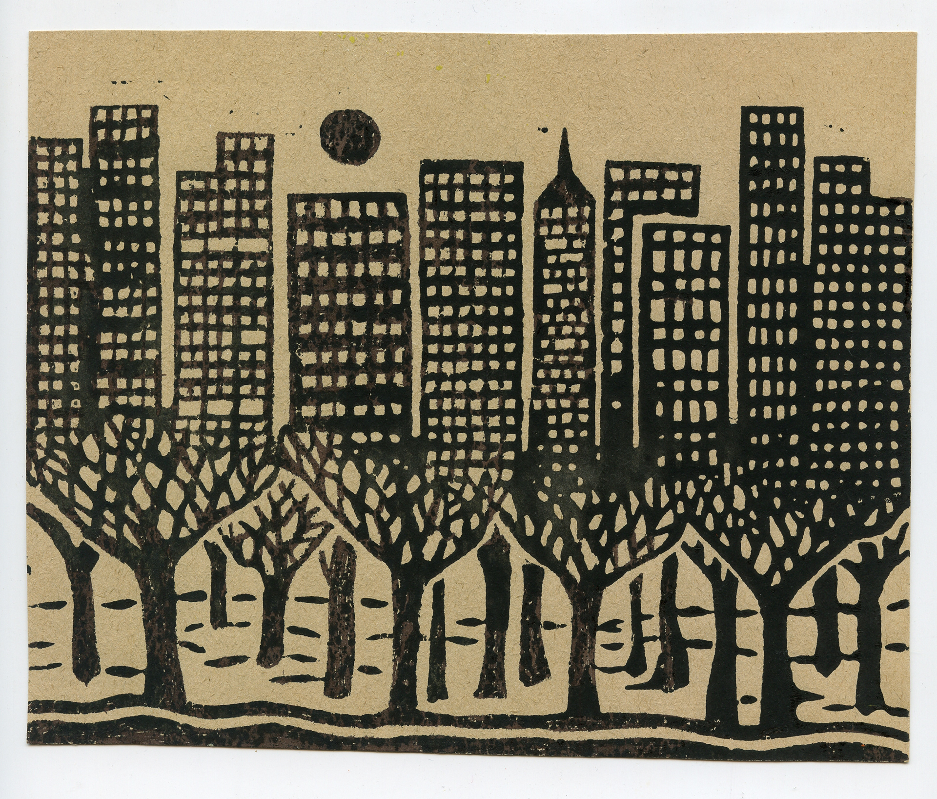 Treescape, Linoleum Print, 1979