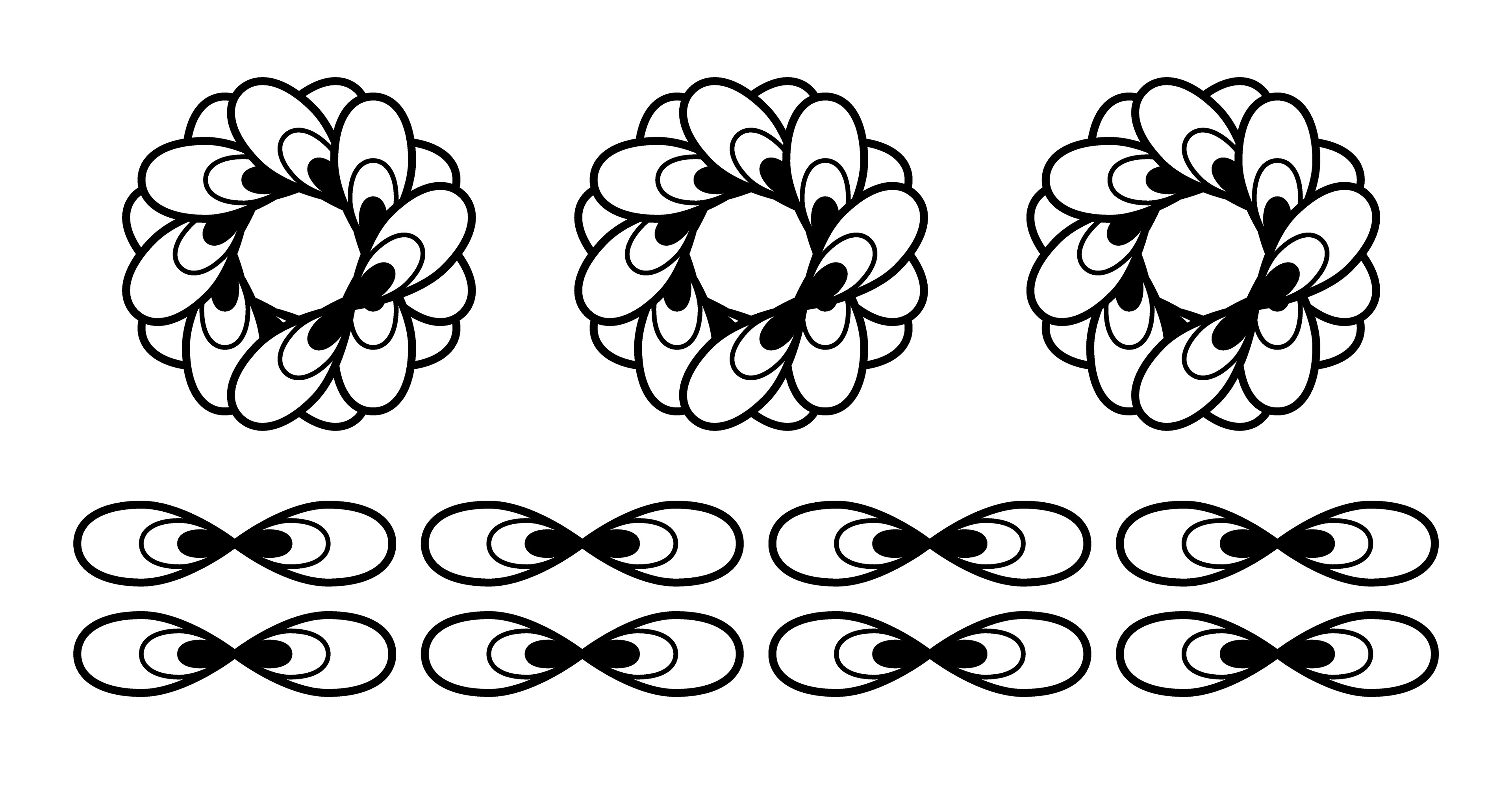 Cross-Eyed Flowers, Digital Art, with radials, 2024