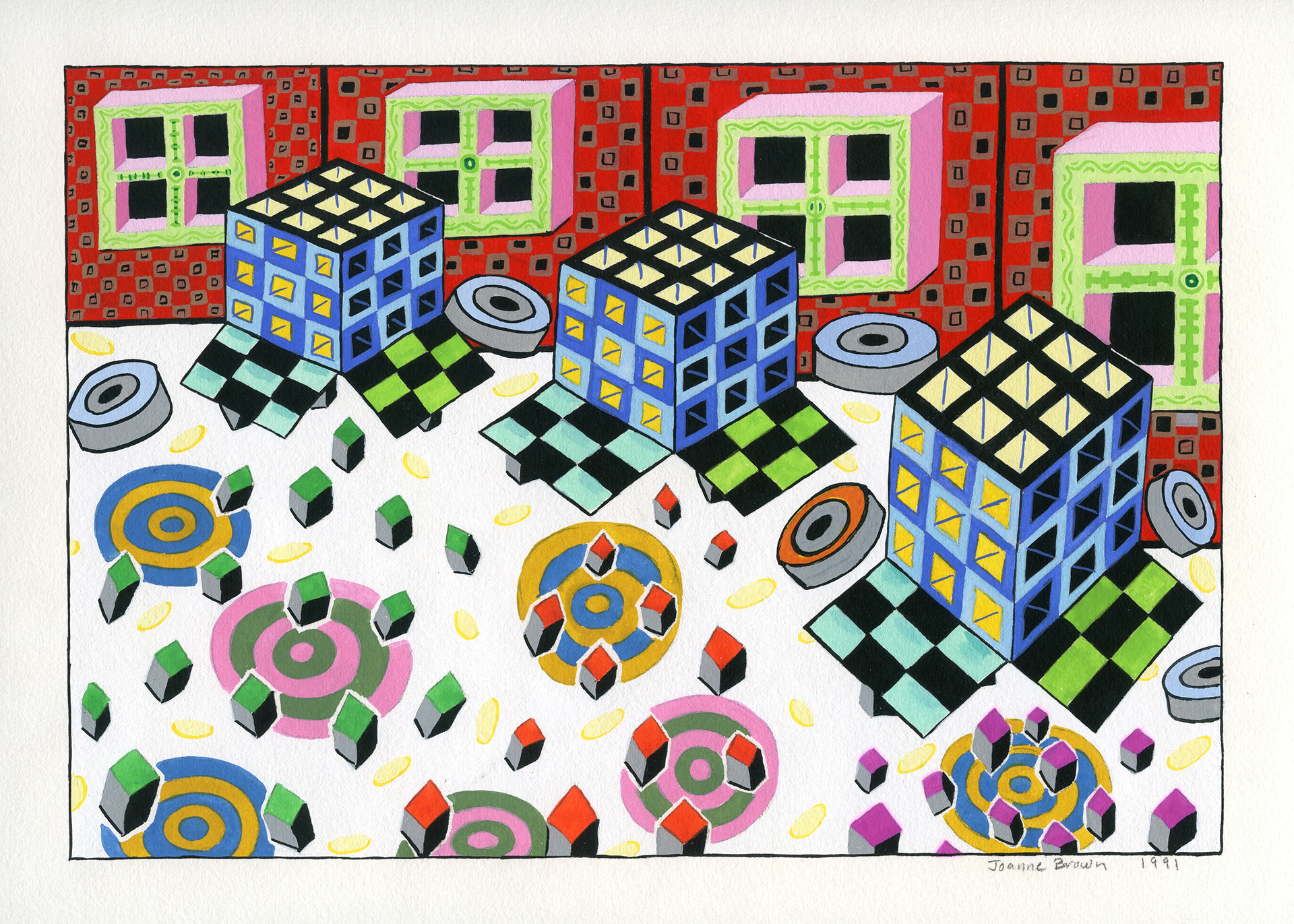 Moving Day, Watercolor on Paper, 10" x 7", 1991