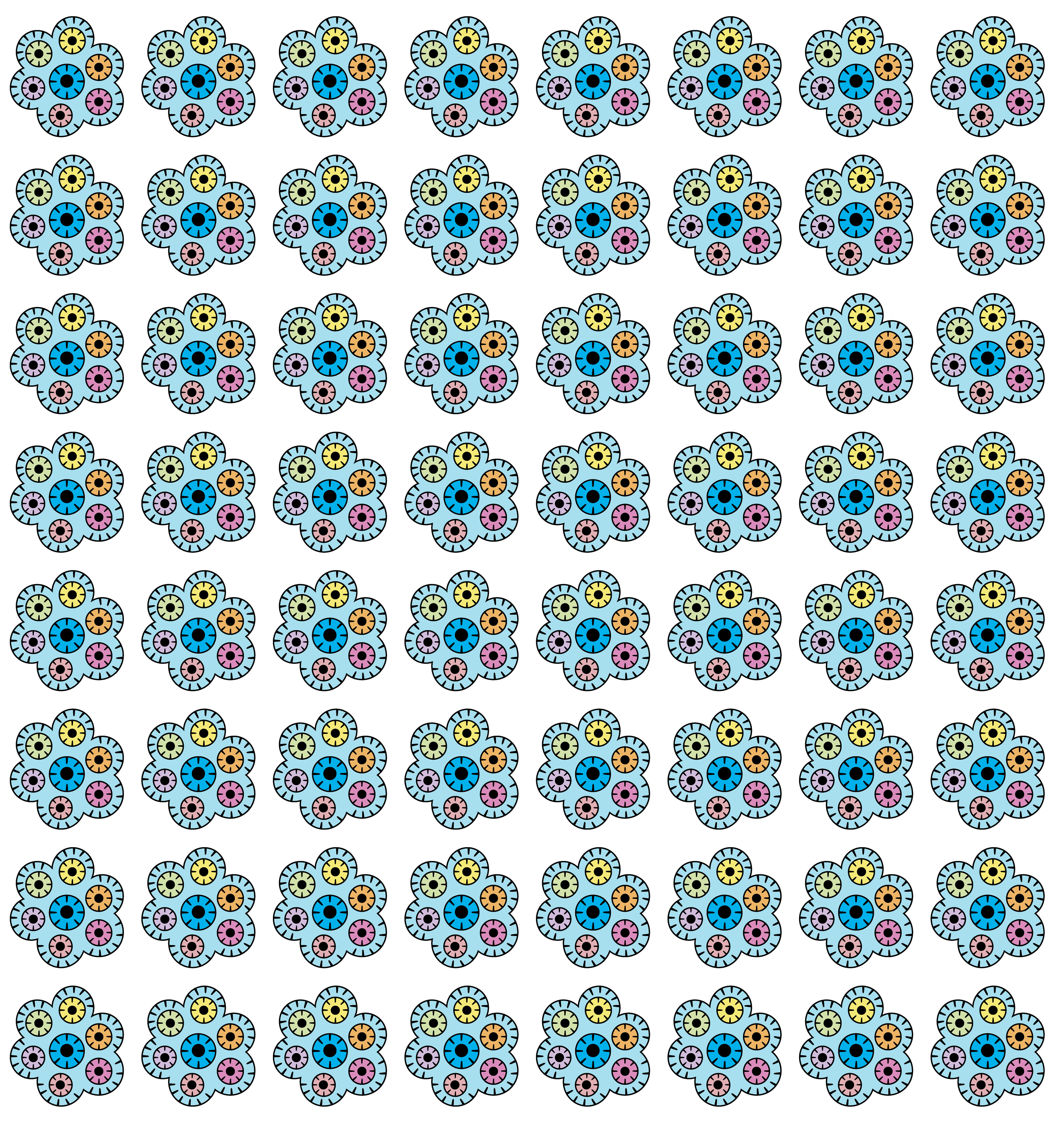 Interlocking Disk Daisies, Digital Art, Pattern 5, 2025