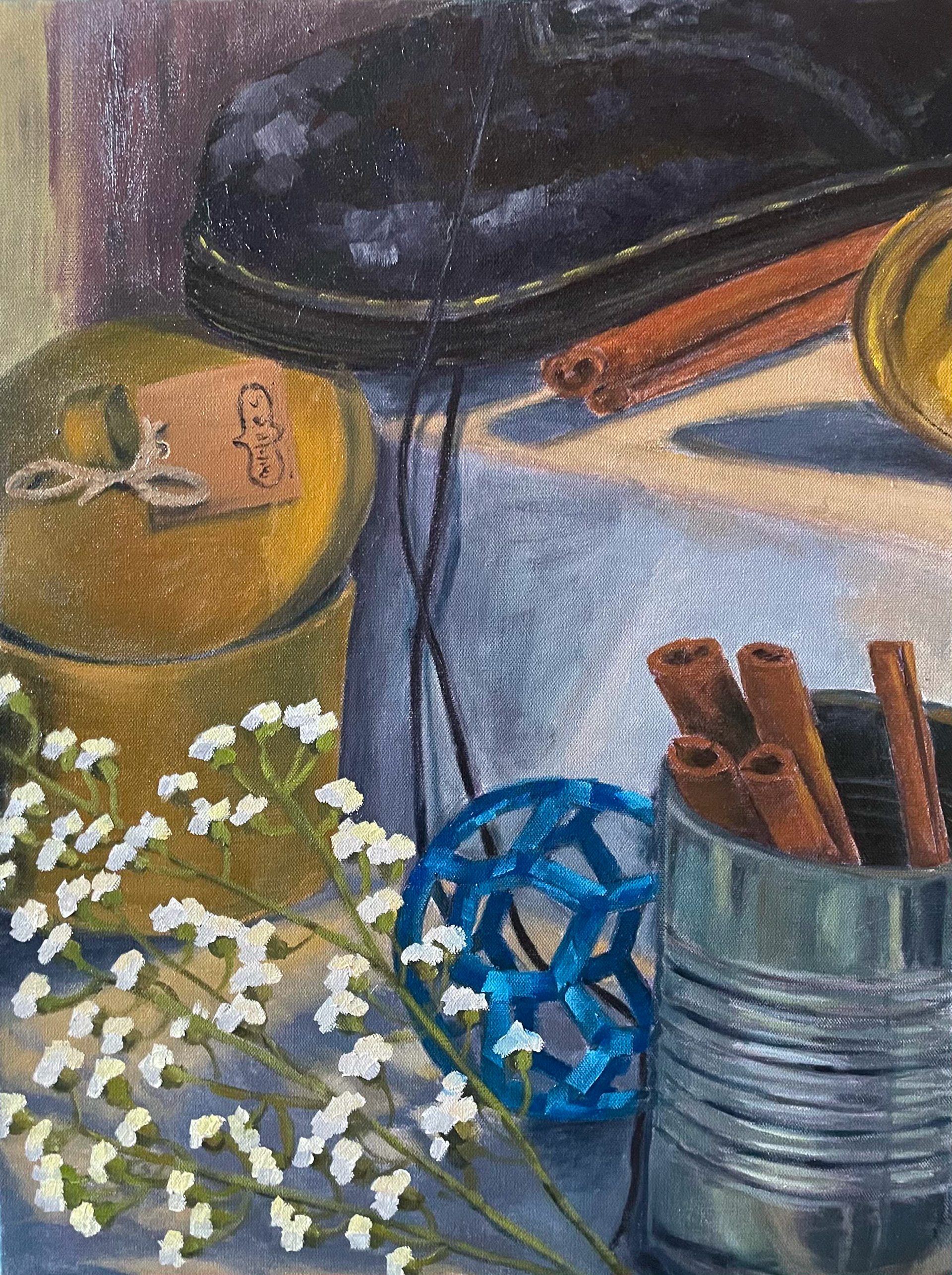 Quarantined Still Life 2020, oil on canvas, 18x24in