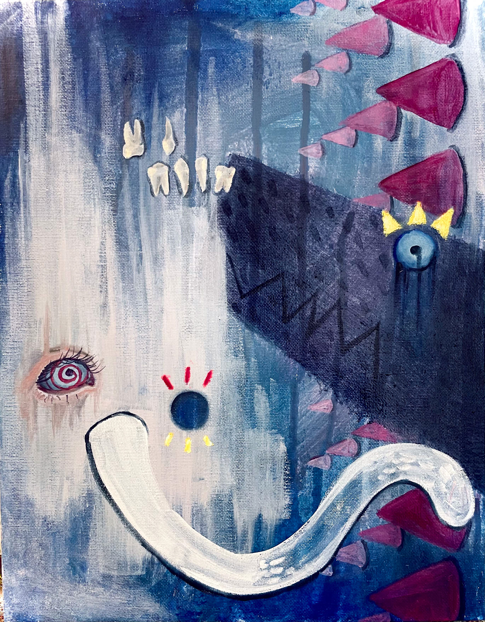 In a Haze 2021, oil and acrylic on canvas, 9x12 in