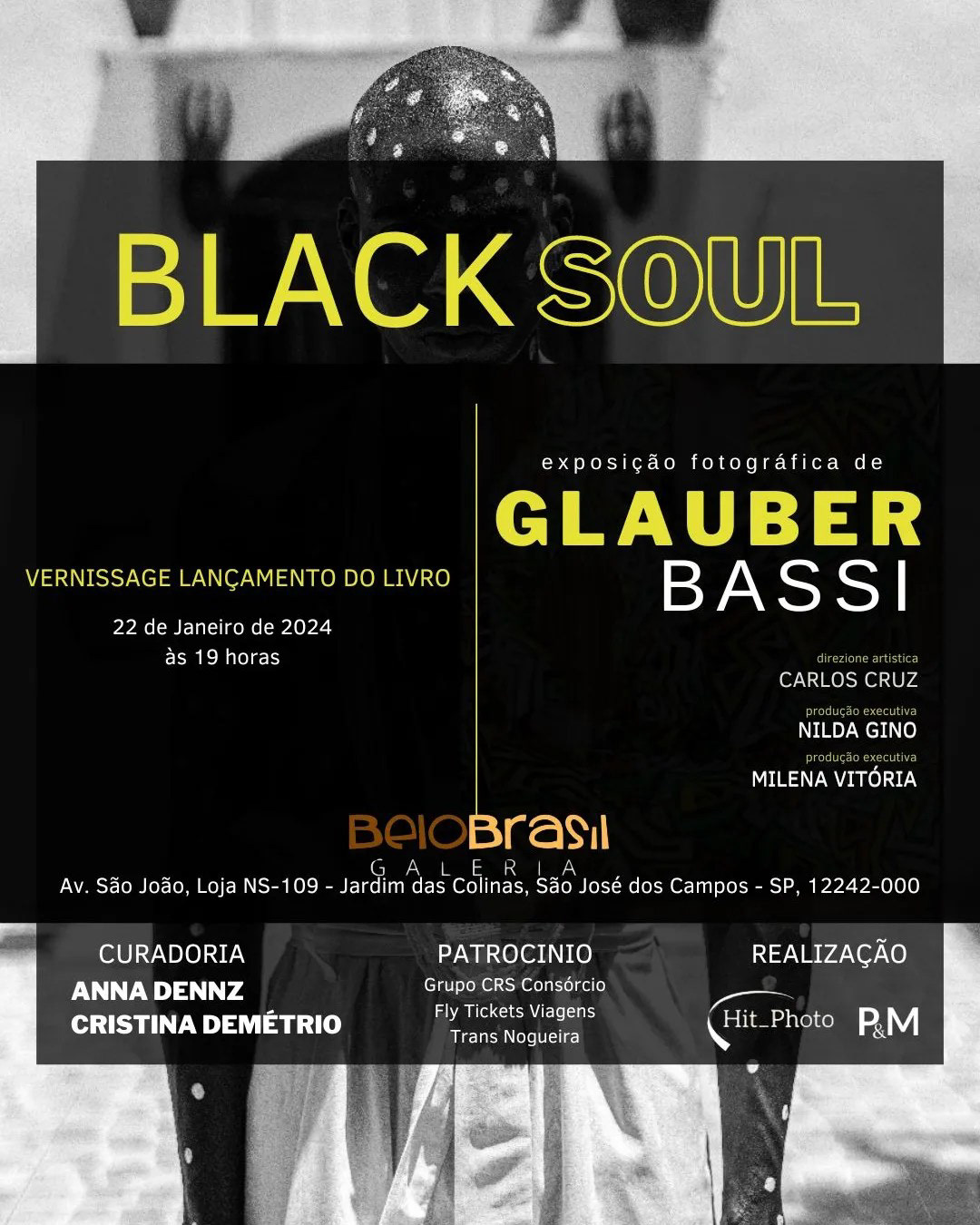 Cartaz da Exposição "Black Soul", do fotógrafo Glauber Bassi, na Galeria Belo Brasil | 2024