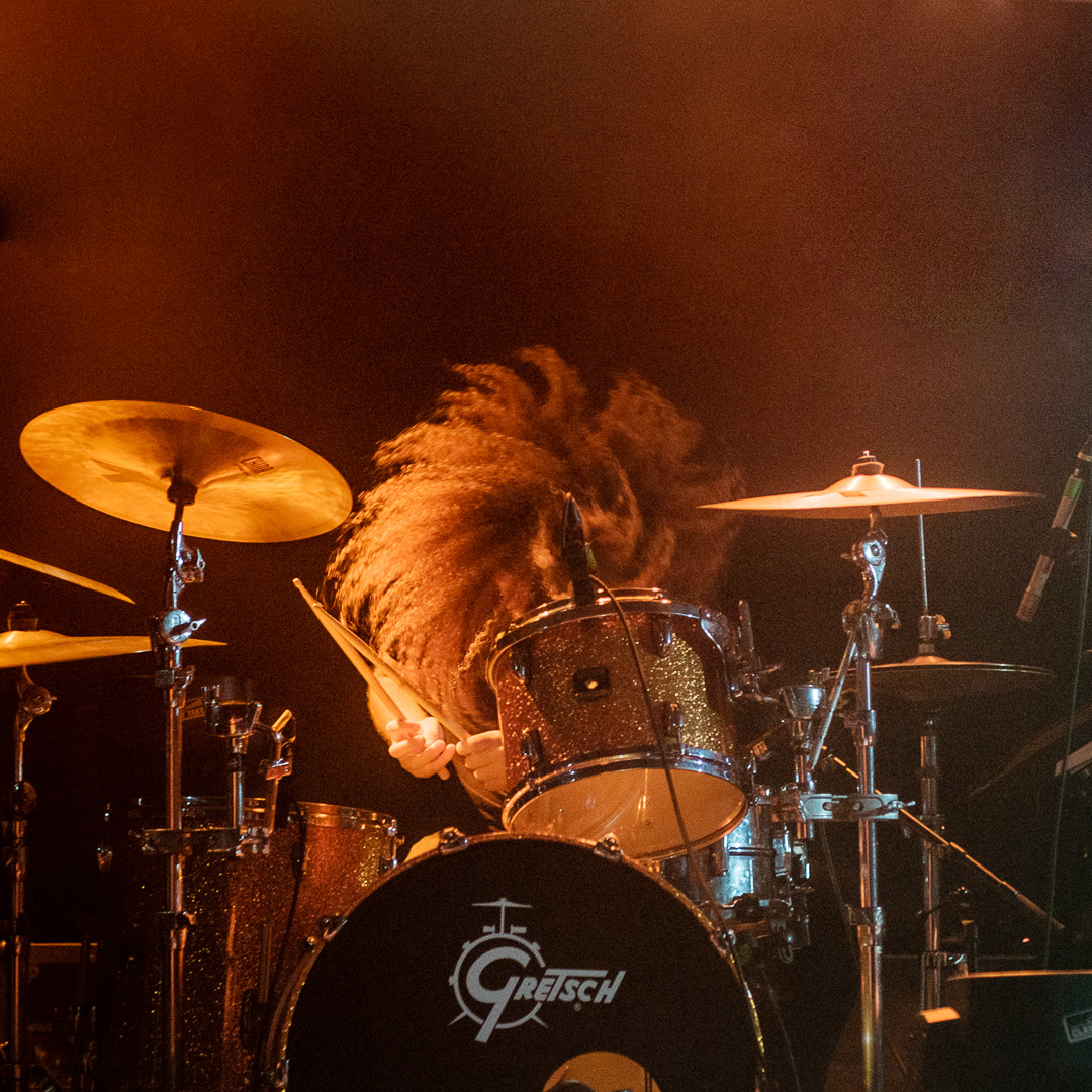 I think there is a drummer there somewhere? Hrafnkell Örn Guðjónsson performing with Agent Fresco at Pumpehuset in Copenhagen, Denmark.