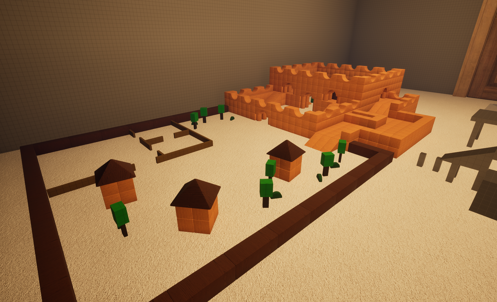 Village and Animal Pen Blockout