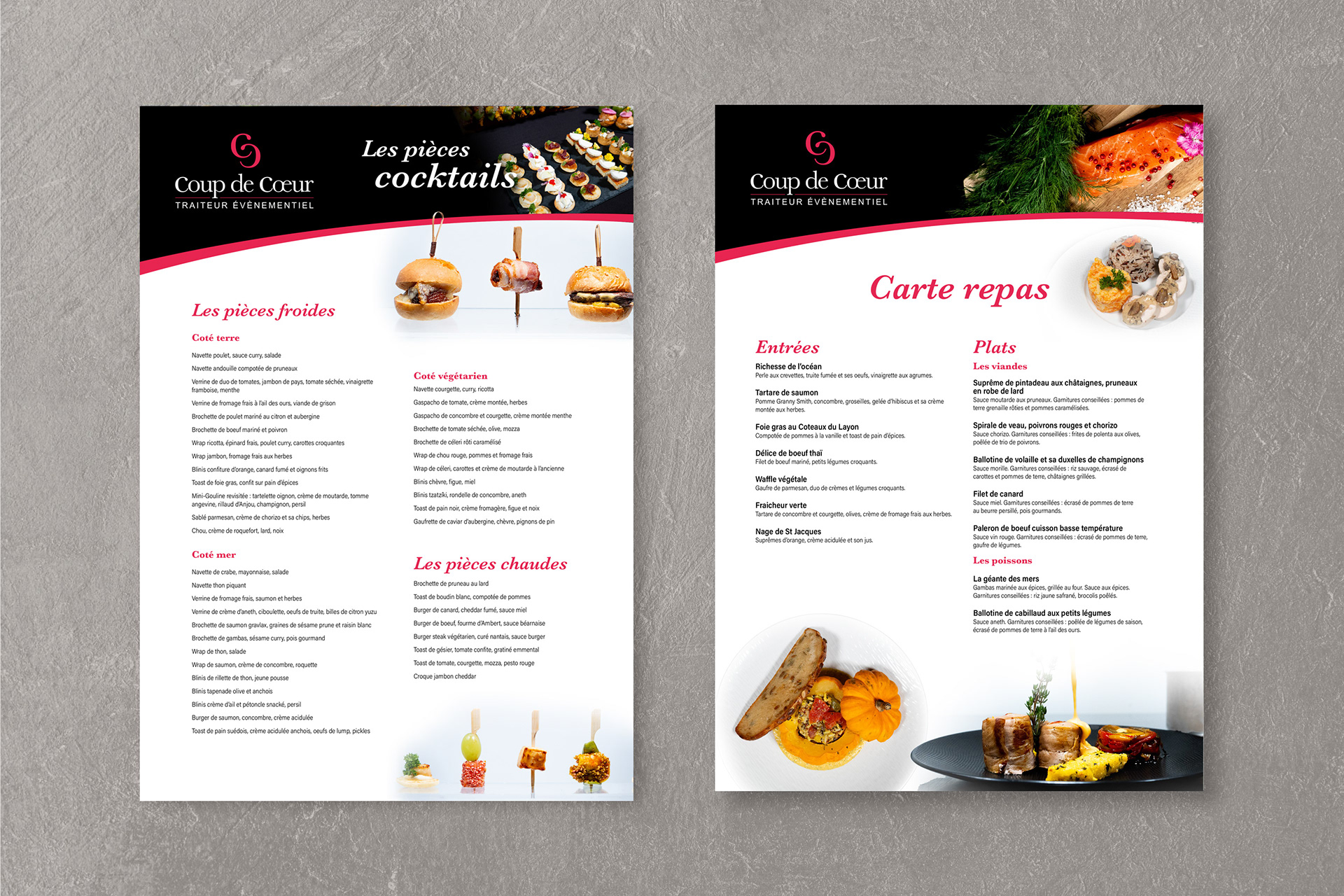 Création Menu et carte Coup de Coeur