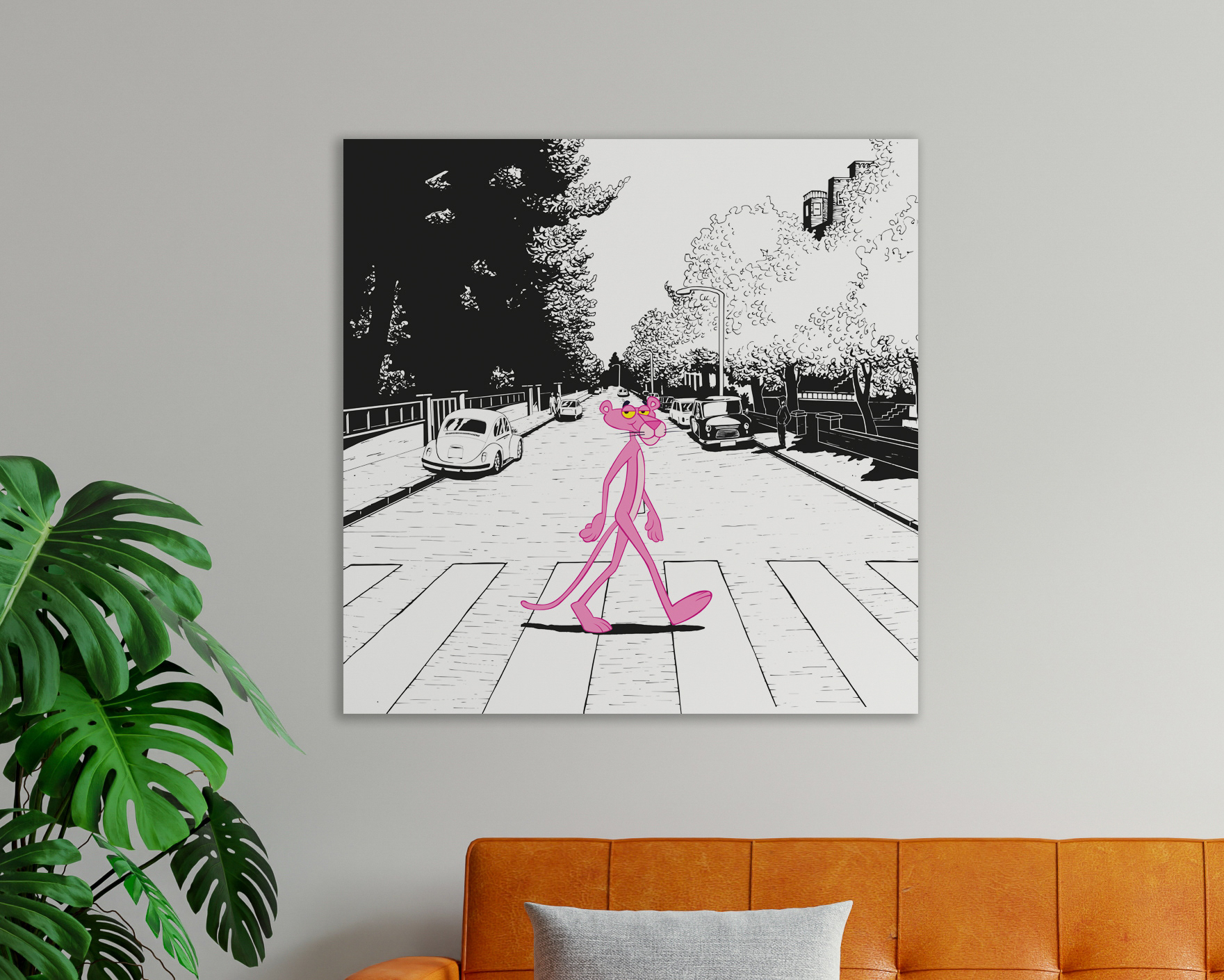 Illustration numérique "Pink Abbey Road" imprimée sur Alu dibond