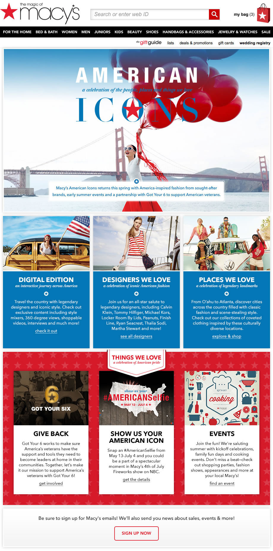 Macy's American Icons Landing Page