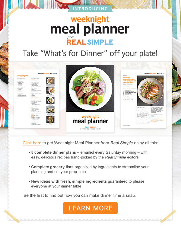Real Simple Weeknight Meal Planner Introduction Email