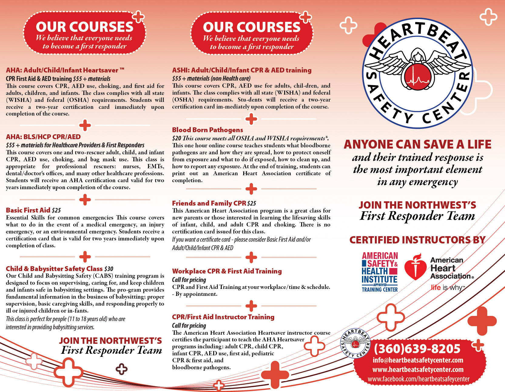 Heartbeat Safety Center trifold brochure