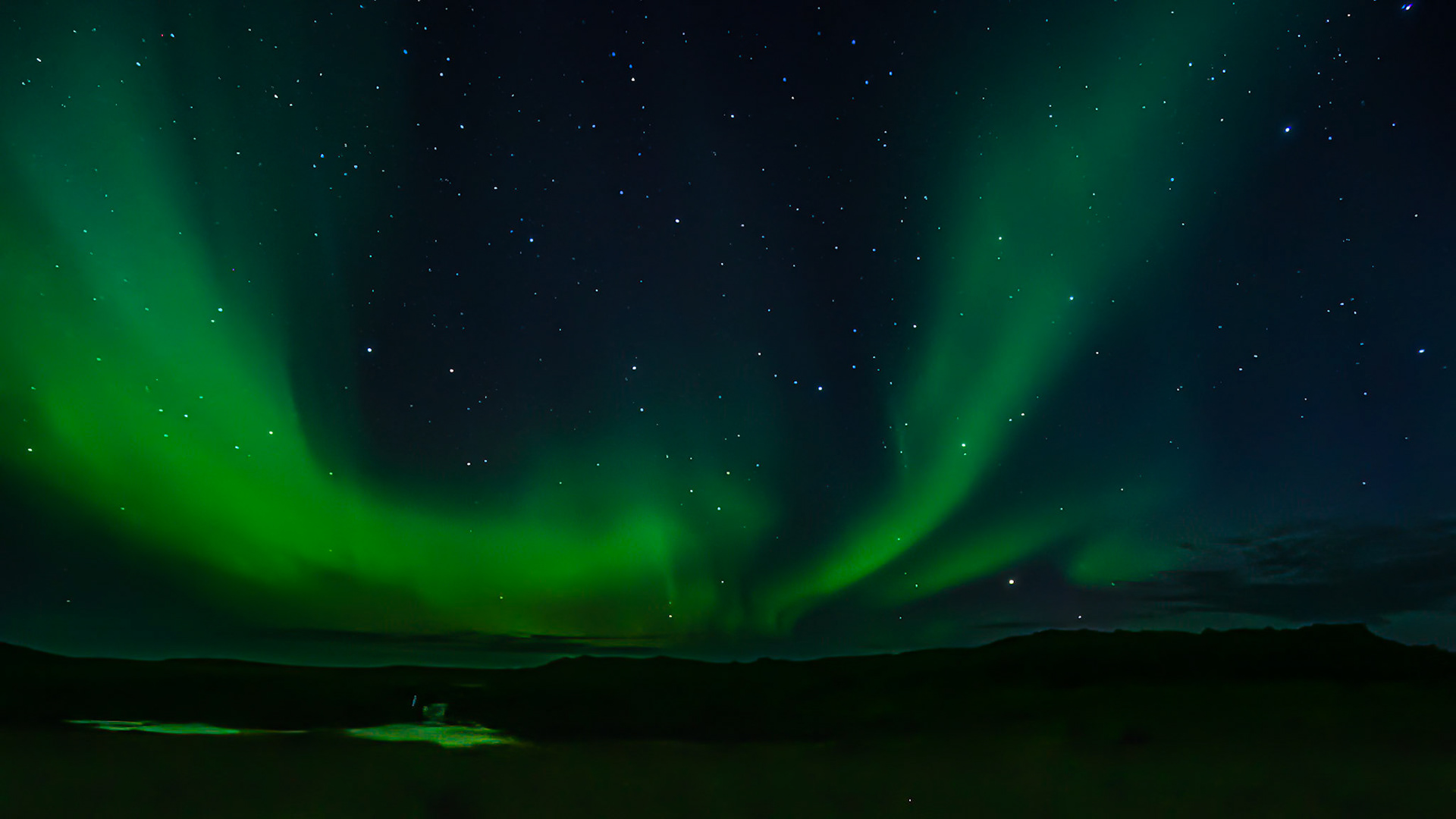 Luminous Waterfalls, Northern Lights Iceland: Low clouds gave way to clear skies and a midnight showing of the Aurora Borealis near Borgarnes Iceland.