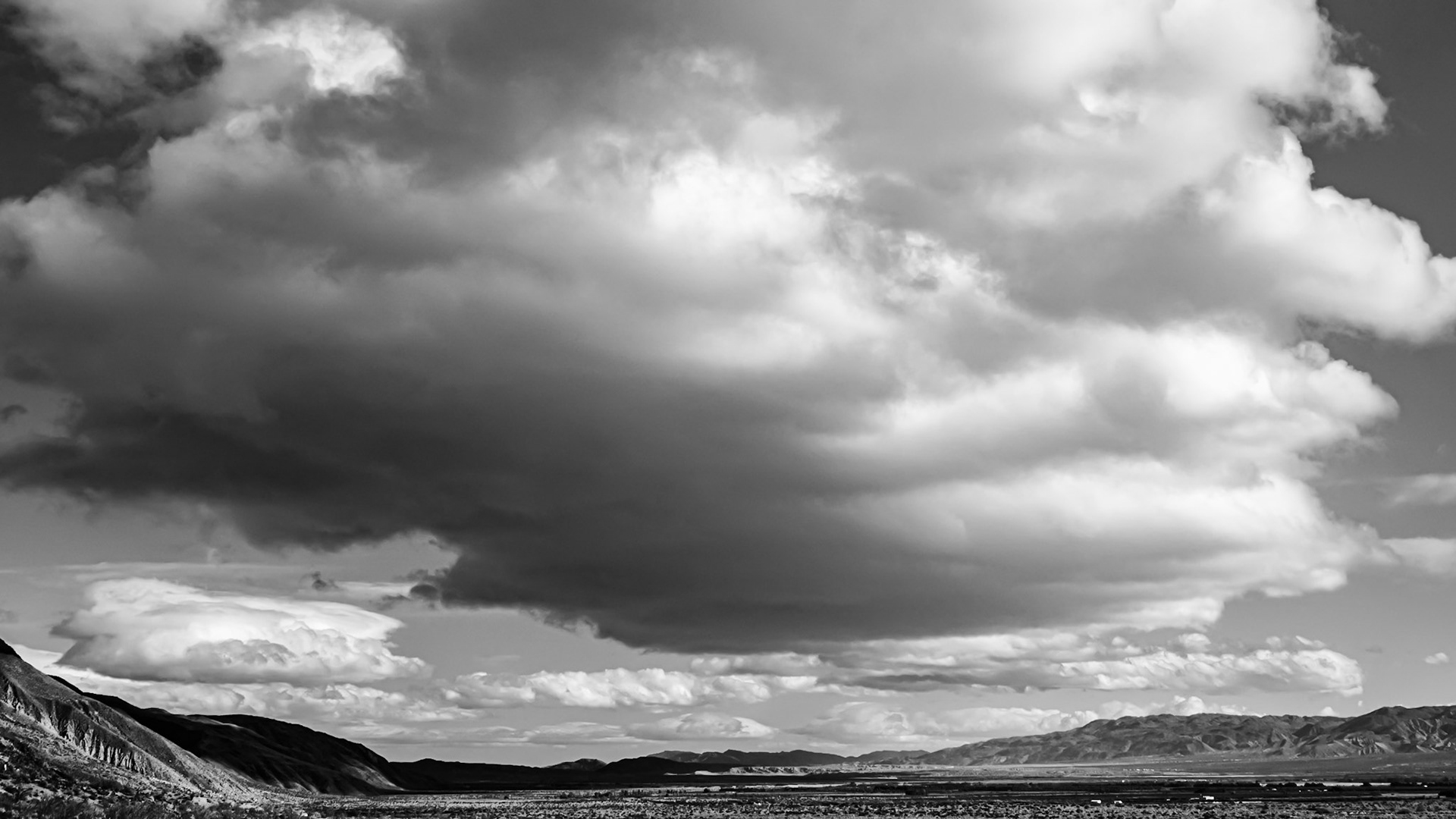 Desert Clouds - Black-and-White: These puffy stratocumulus clouds look ominous but usually signify dry weather or light rain.