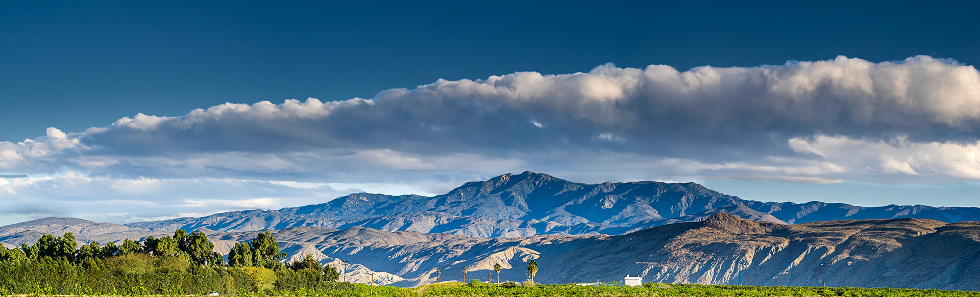 Mountain Clouds Panorama: Stormy weather threatens over the San Ysidro Mountains, Anza-Borrego Desert State Park.