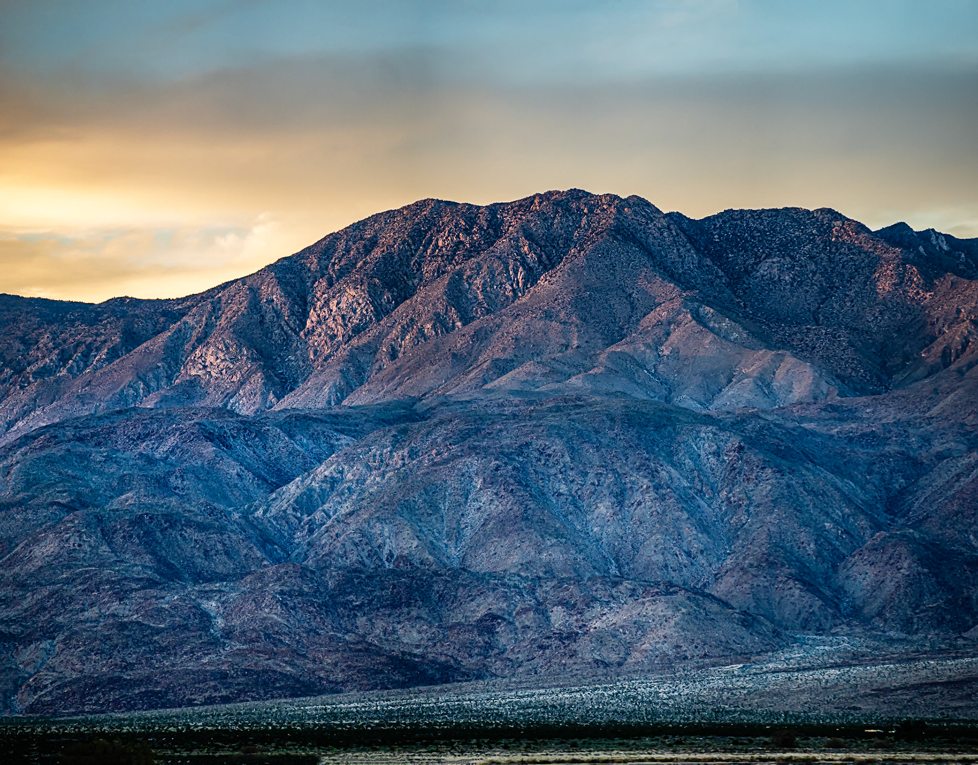 Evening Light on the Santa Rosa Mountains: In the Anza-Borrego Desert near Borrego Springs CA.