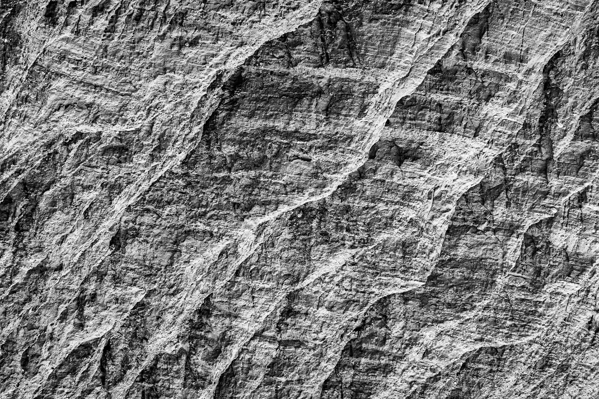 Borrego Badlands Layers Black-and-White: Steeply layered and highly eroded terrain of the Borrego Badlands in the Anza-Borrego Desert.