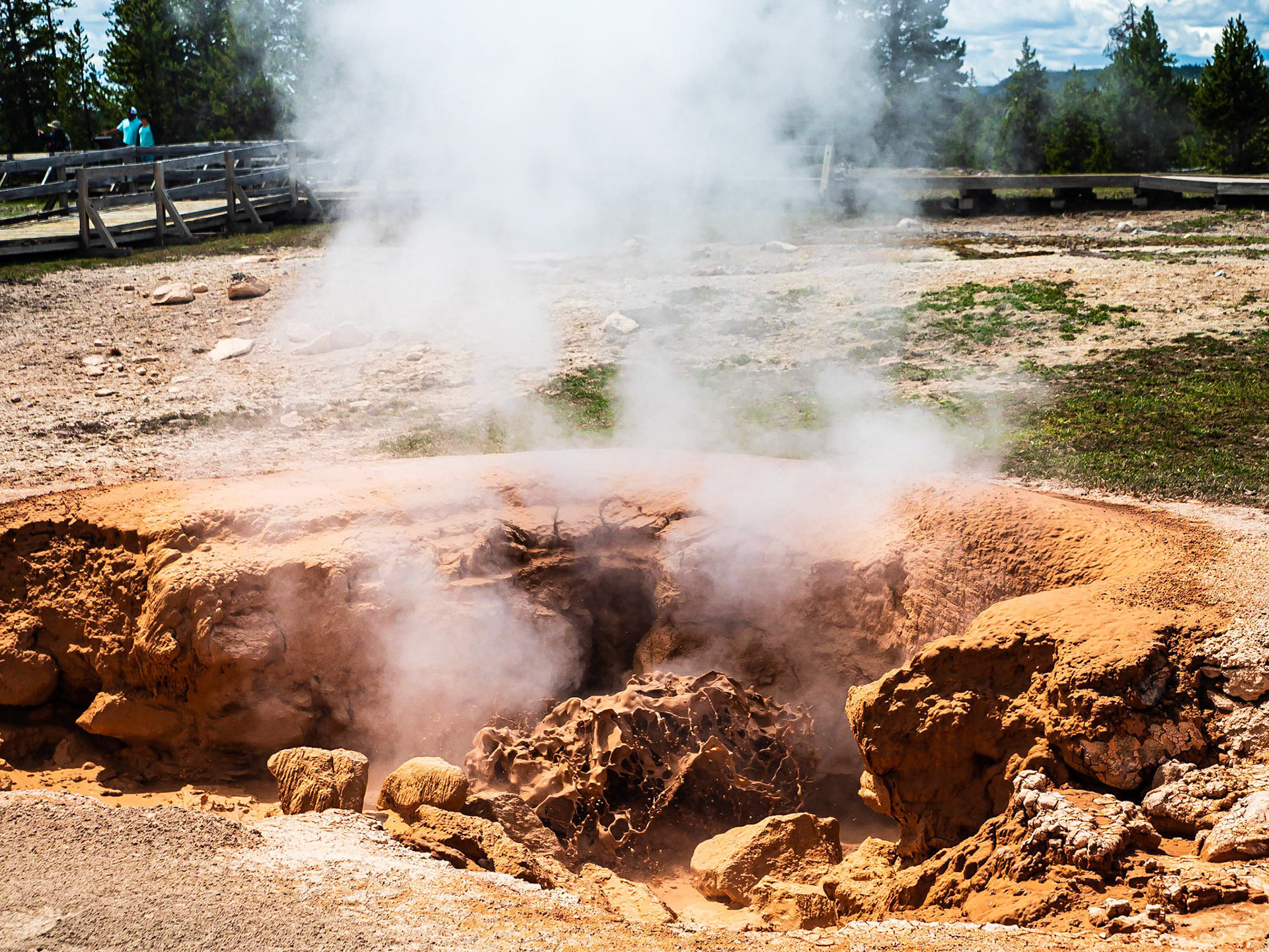 Vat of Bubbling Mud: One of the hot springs at Fountan Paint Pots located in the Lower Geyser Basin, Yellowstone National Park.