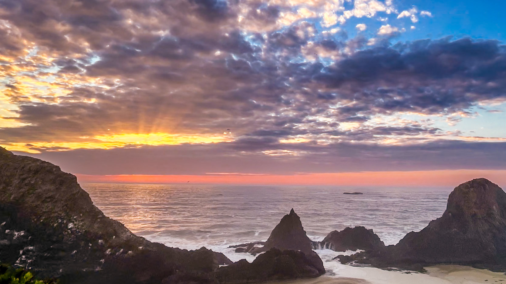 Cloudy Sunset: At Seal Rock Oregon