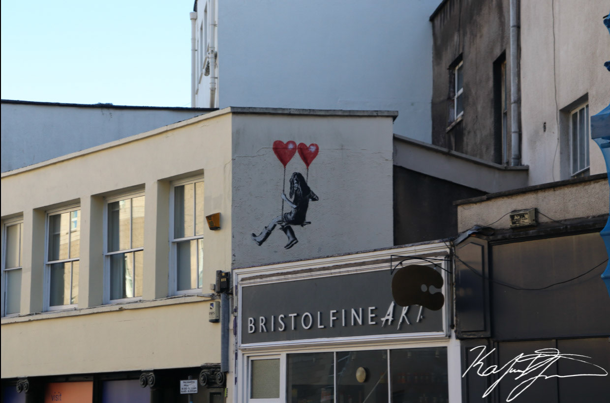 Banksy's Two Balloon Girl. Bristol, England. 2019