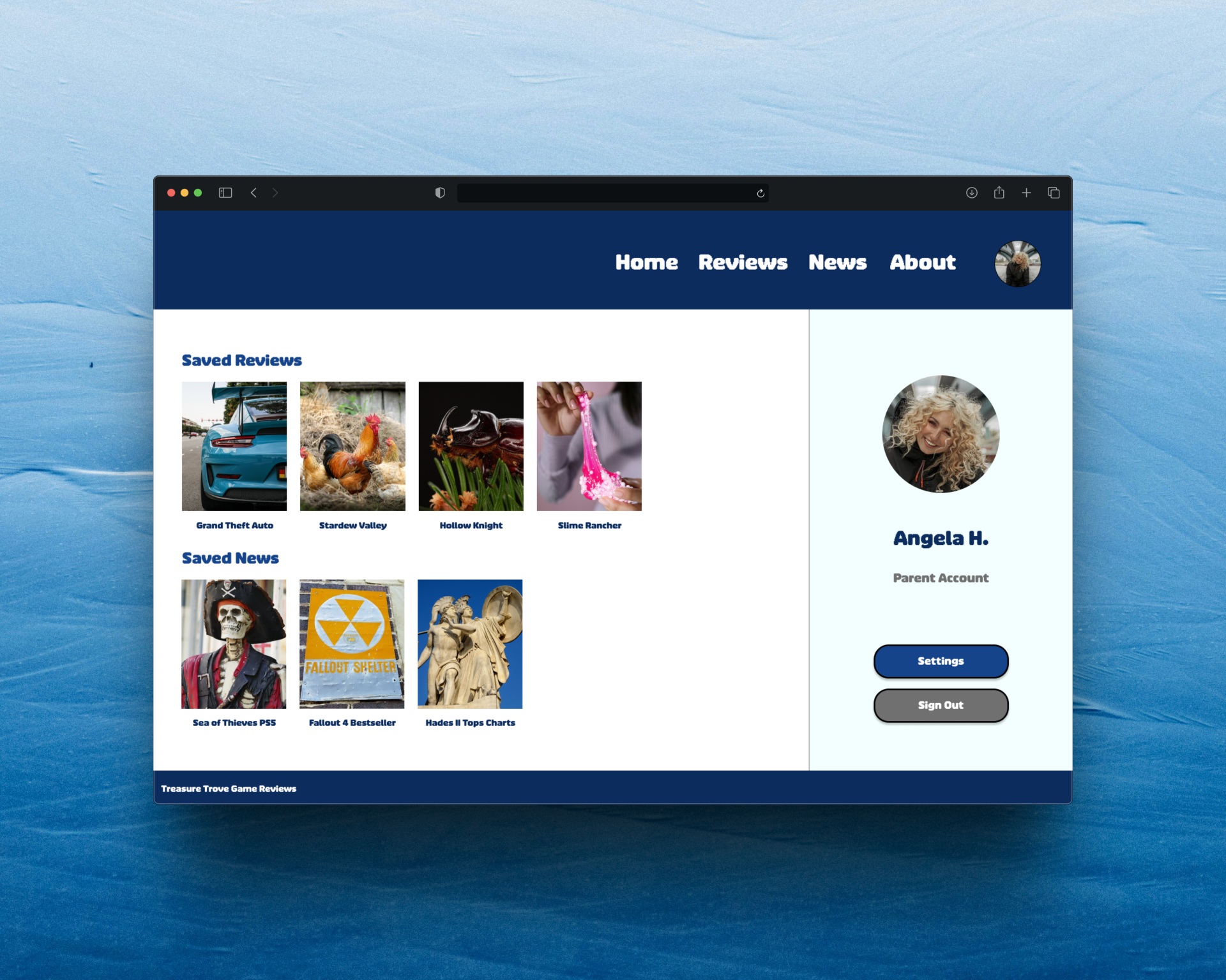 Profile Screen with Saved Reviews and News